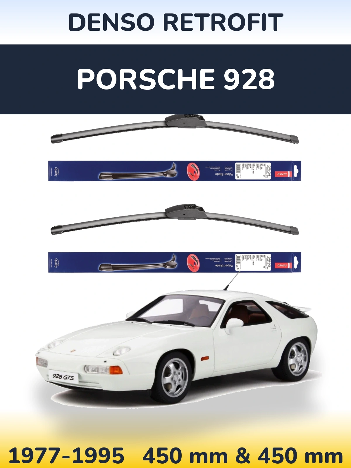 Комплект передних дворников Denso Retrofit 450 & 450 мм для Porsche 928 1977-1995