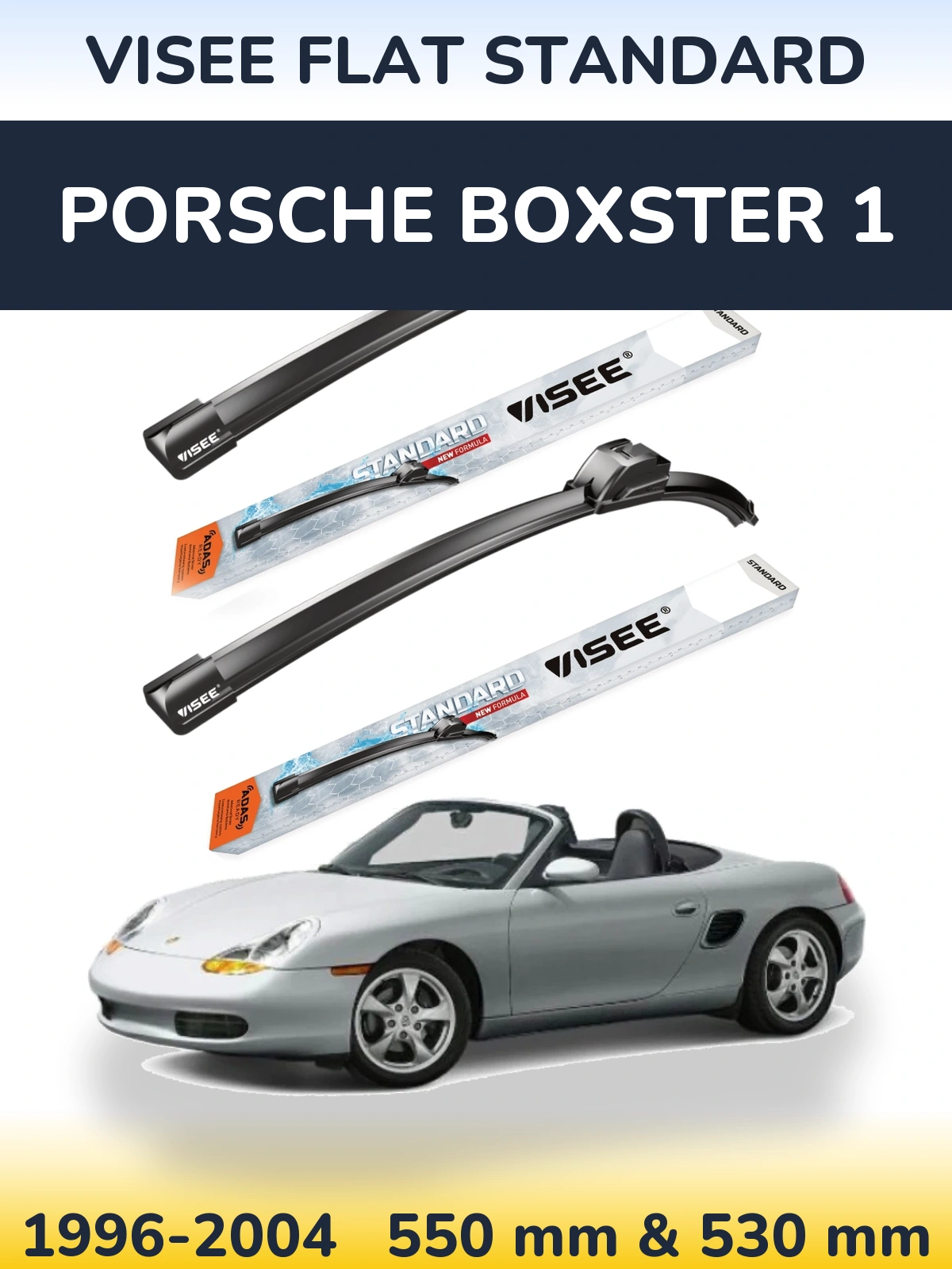 Комплект передних дворников VISEE FLAT STANDARD 550 & 530 мм для Porsche Boxster 1 1996-2004