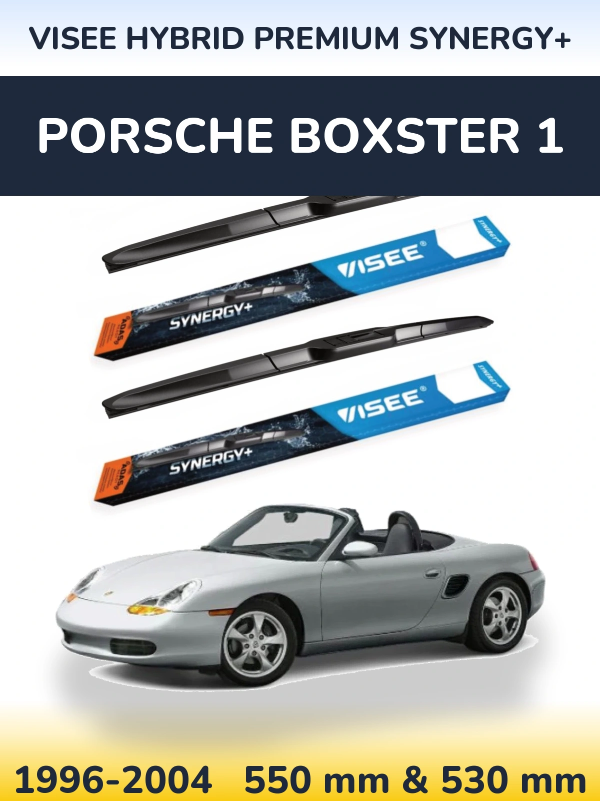 Комплект передних дворников VISEE HYBRID PREMIUM SYNERGY+ 550 & 530 мм для Porsche Boxster 1 1996-2004