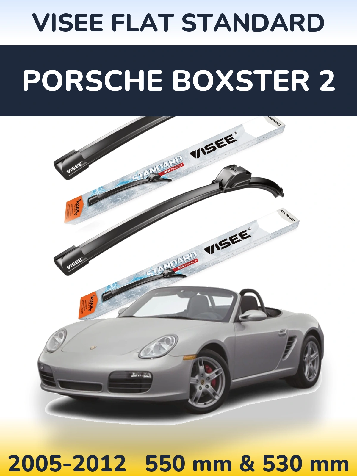 Комплект передних дворников VISEE FLAT STANDARD 550 & 530 мм для Porsche Boxster 2 2005-2012