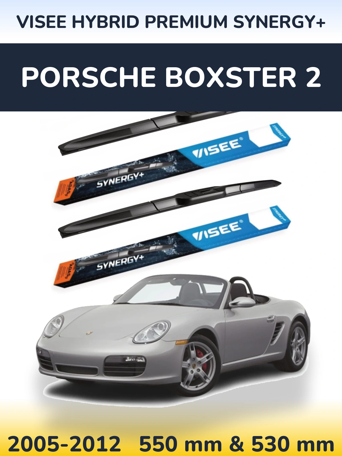 Комплект передних дворников VISEE HYBRID PREMIUM SYNERGY+ 550 & 530 мм для Porsche Boxster 2 2005-2012