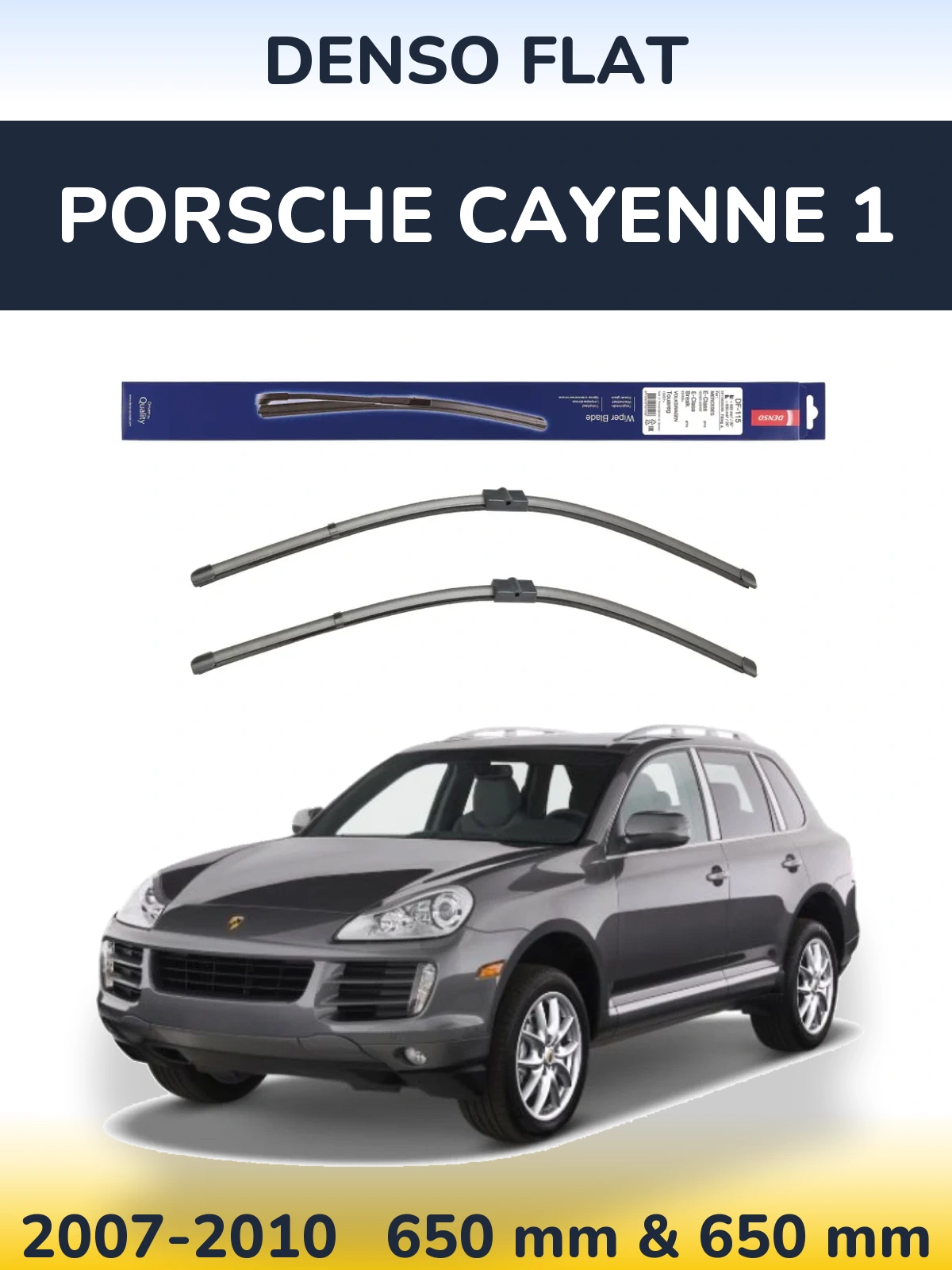 Front wiper blade set Denso Flat 650 & 650 mm for Porsche Cayenne 1 2007-2010