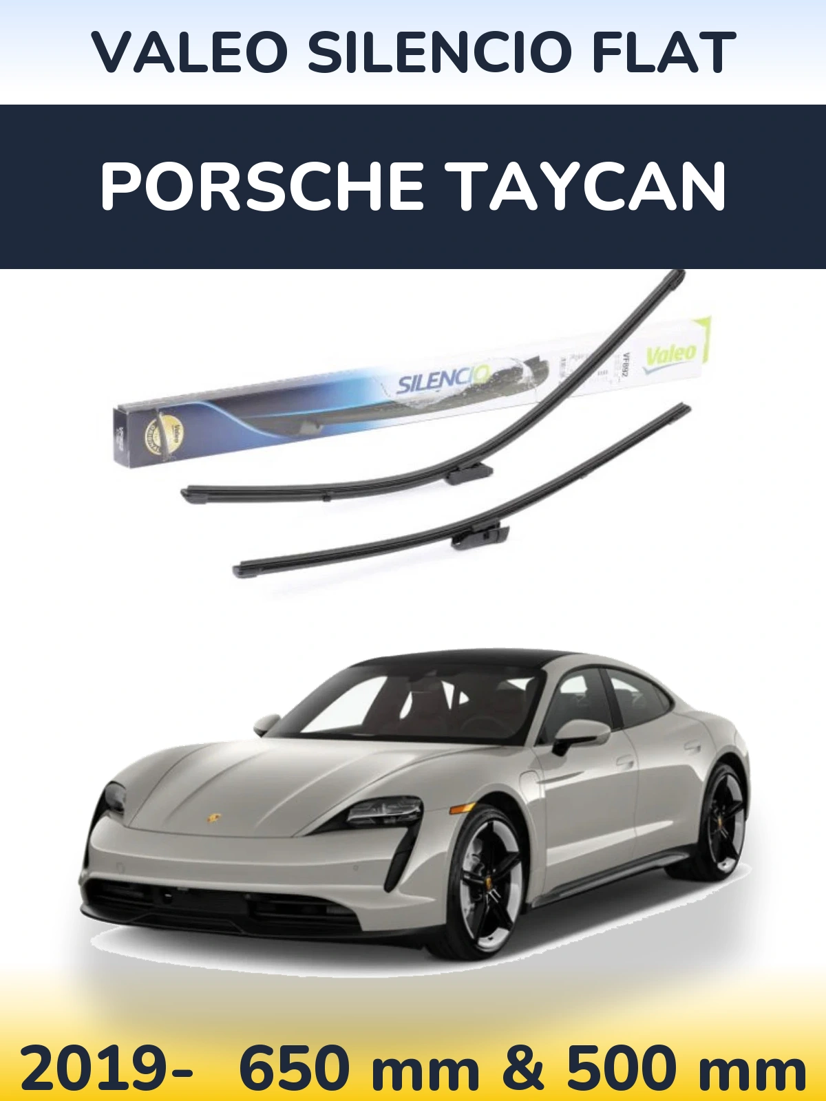 Комплект передних дворников Valeo Silencio Flat 630 & 500 мм для Porsche Taycan 2019-2026