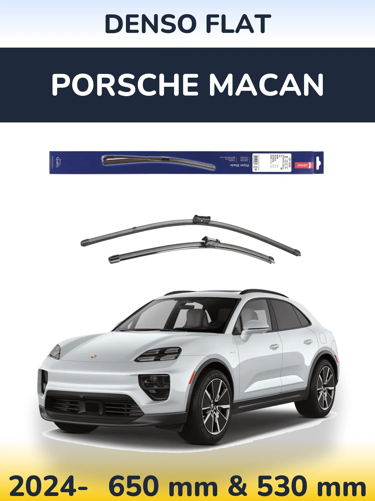 Front wiper blade set Denso Flat 640 & 520 mm for Porsche Macan 2024-2026