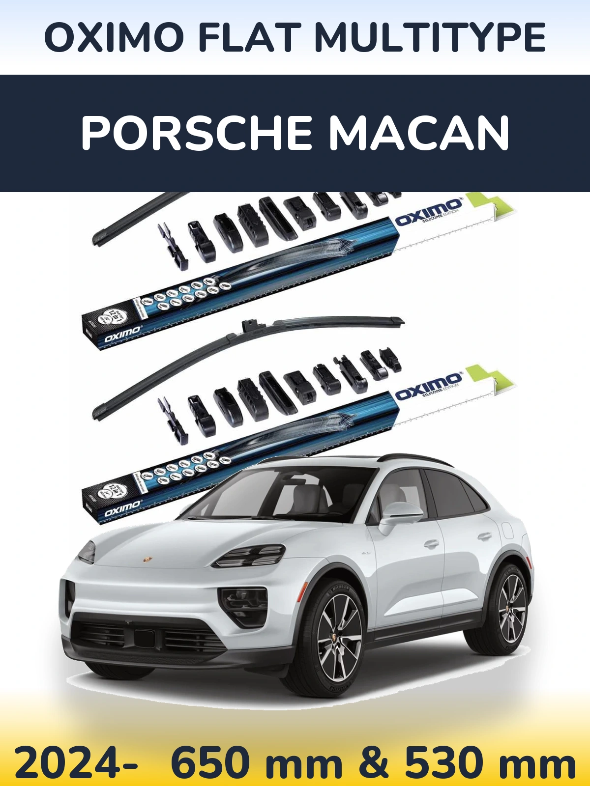 Комплект передніх щіток Oximo Flat MultiТипe 650 & 530 мм для Porsche Macan 2024-2026