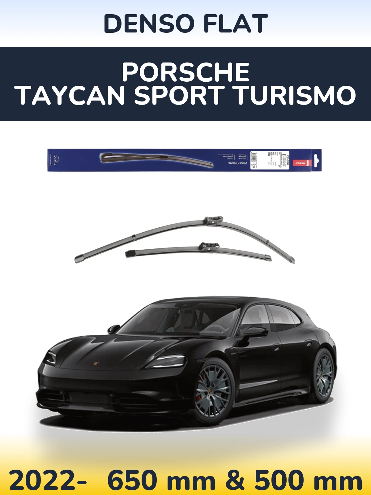 Front wiper blade set Denso Flat 630 & 500 mm for Porsche Taycan Sport Turismo 2022-2026