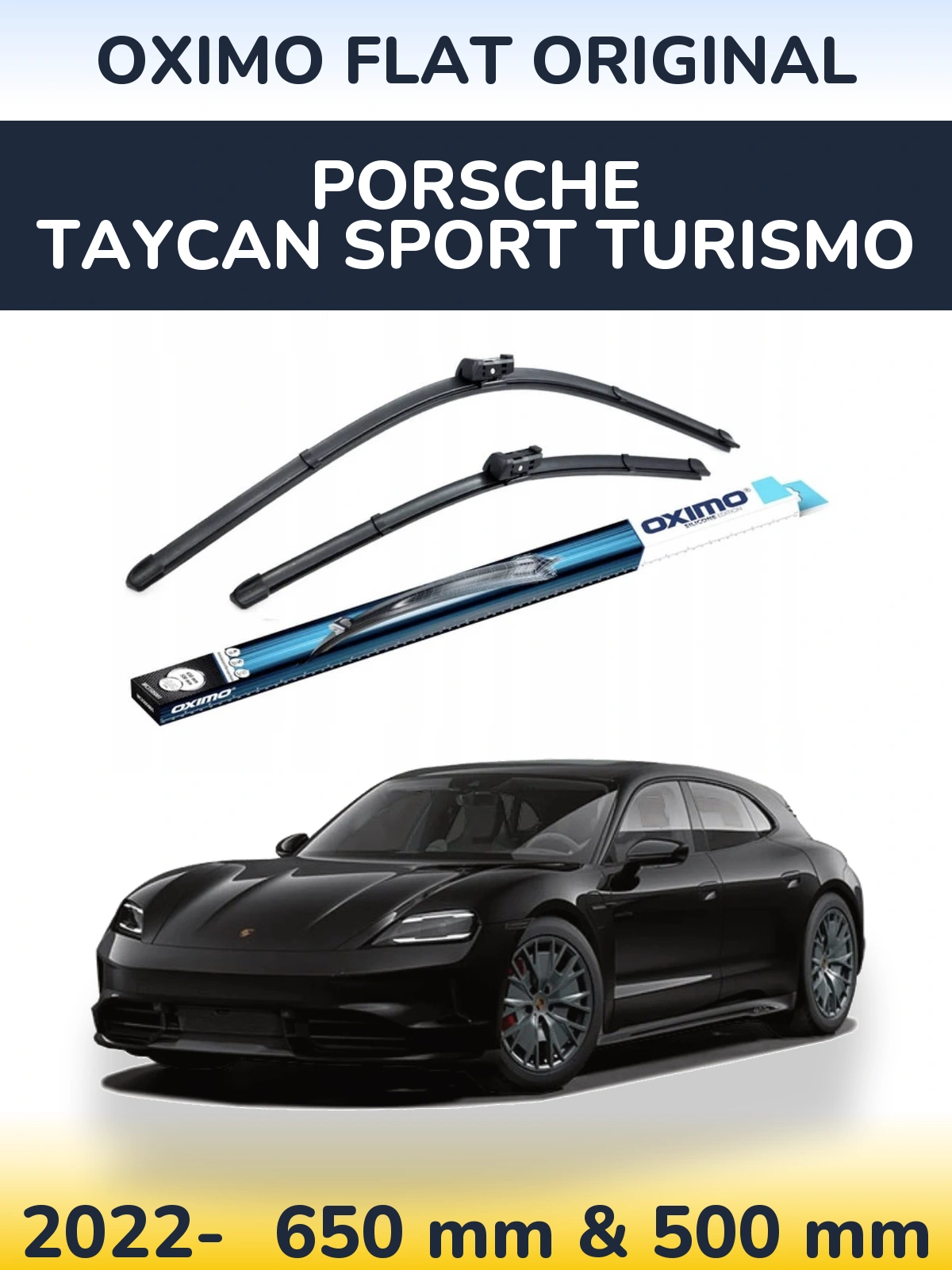 Комплект передних дворников Oximo Flat Original 650 & 500 мм для Porsche Taycan Sport Turismo 2022-2026