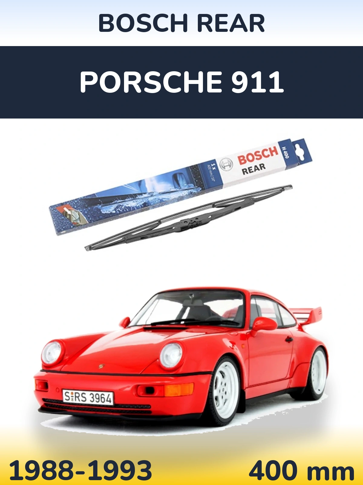 Rear wiper blade BOSCH Rear 400 mm for Porsche 911 1988-1993