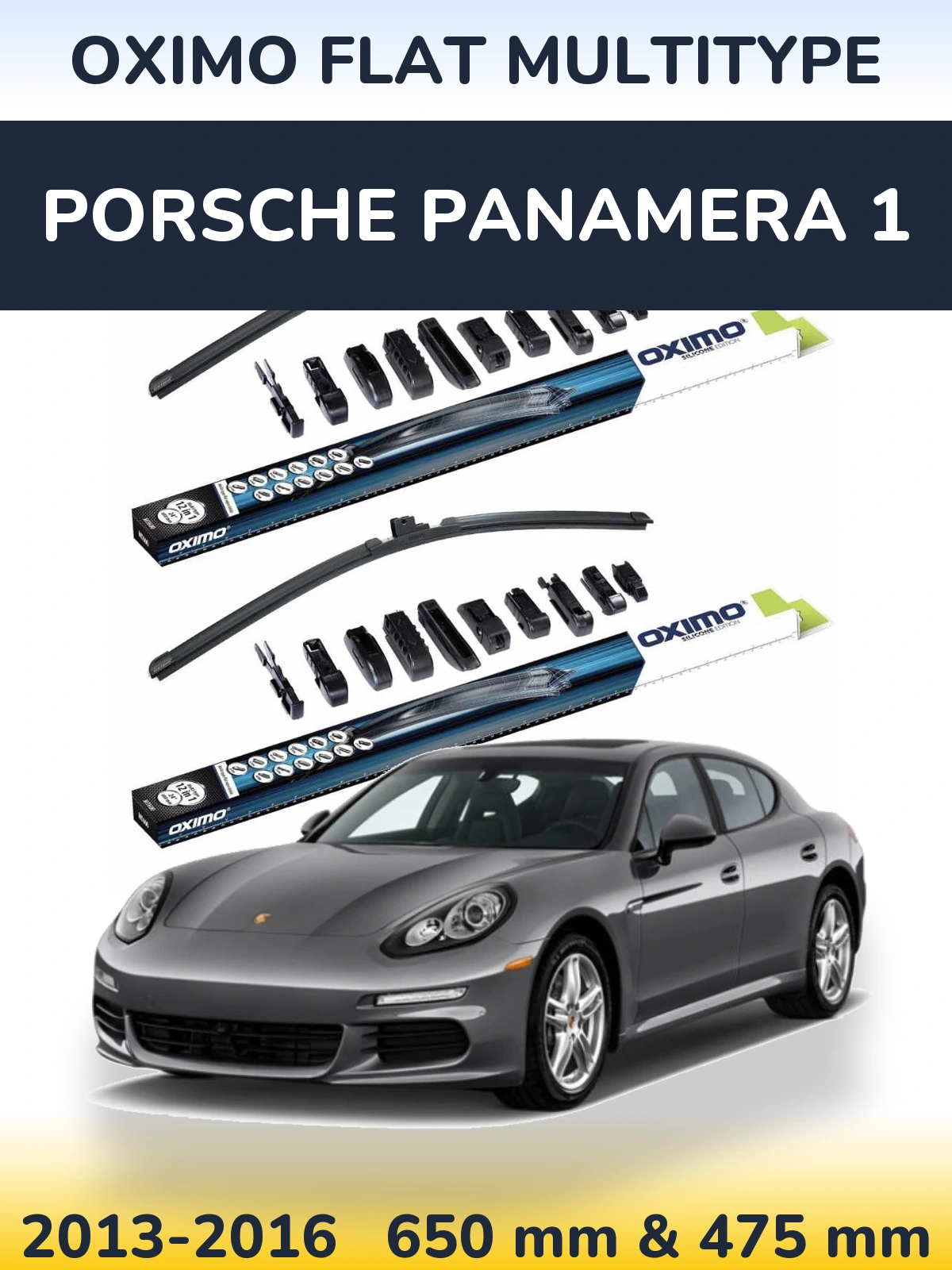Комплект передних дворников Oximo Flat MultiТипe 650 & 475 мм для Porsche Panamera 1 2013-2016