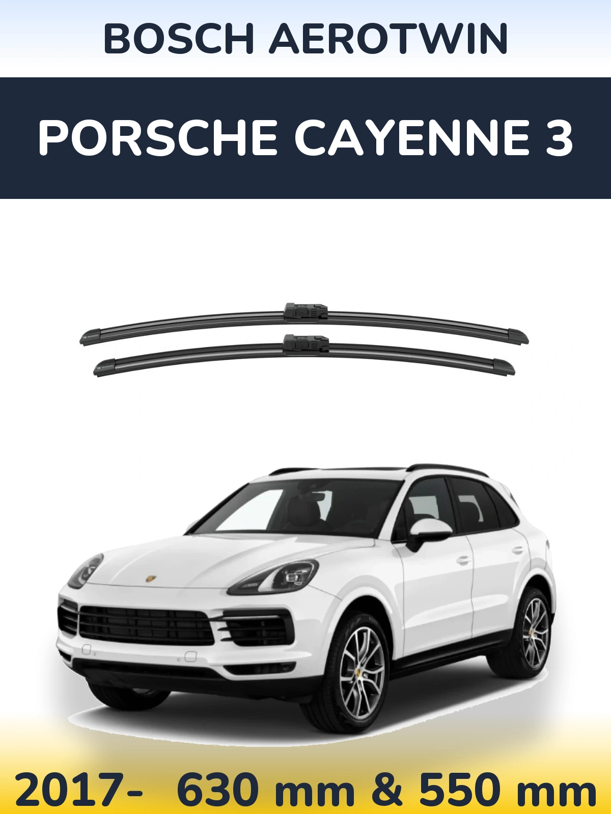 Front wiper blade set BOSCH AeroTwin 625 & 550 mm for Porsche Cayenne 3 2017-2026