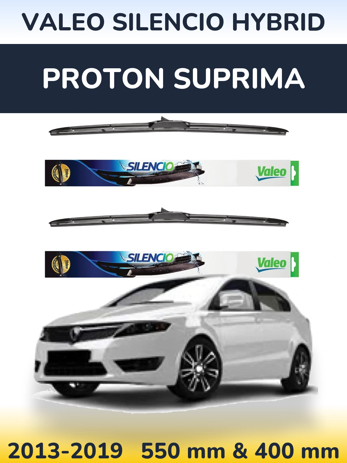 Комплект передніх щіток Valeo Silencio Hybrid 550 & 400 мм для Proton Suprima 2013-2019