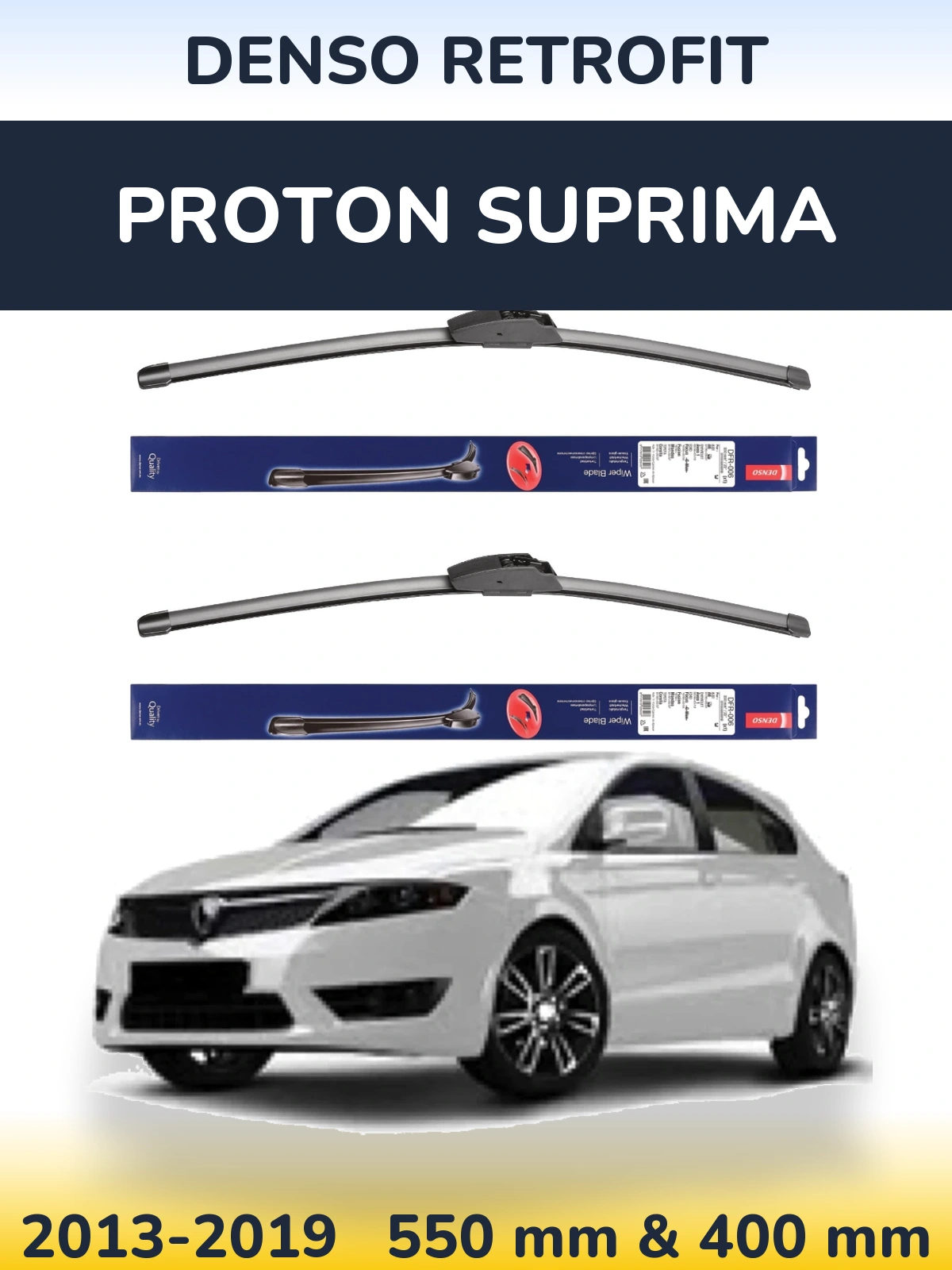 Комплект передніх щіток Denso Retrofit 550 & 400 мм для Proton Suprima 2013-2019