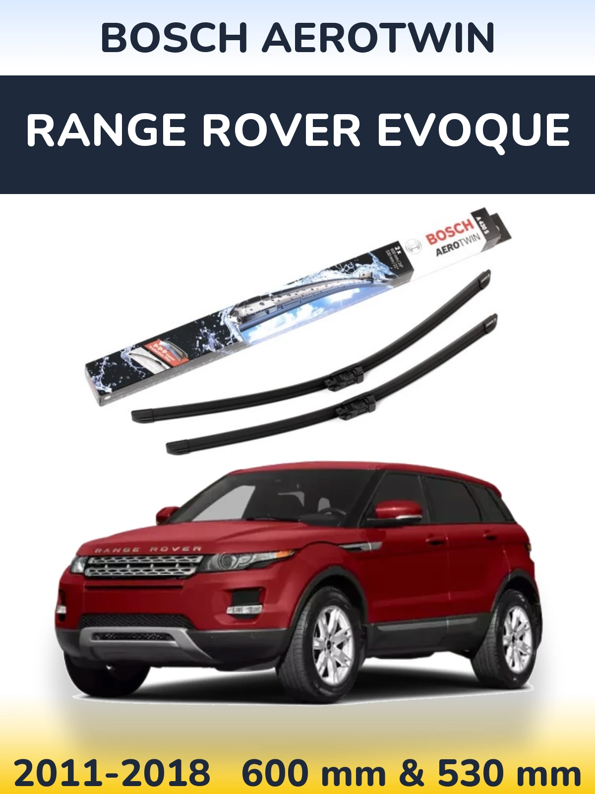 Комплект передних дворников BOSCH AeroTwin 600 & 530 мм для Range Rover Evoque 2011-2018