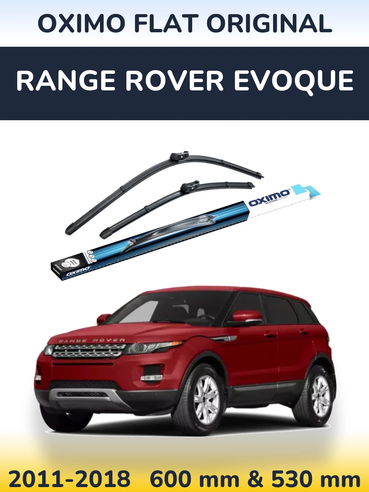 Front wiper blade set Oximo Flat Original 600 & 500 mm for Range Rover Evoque 2011-2018