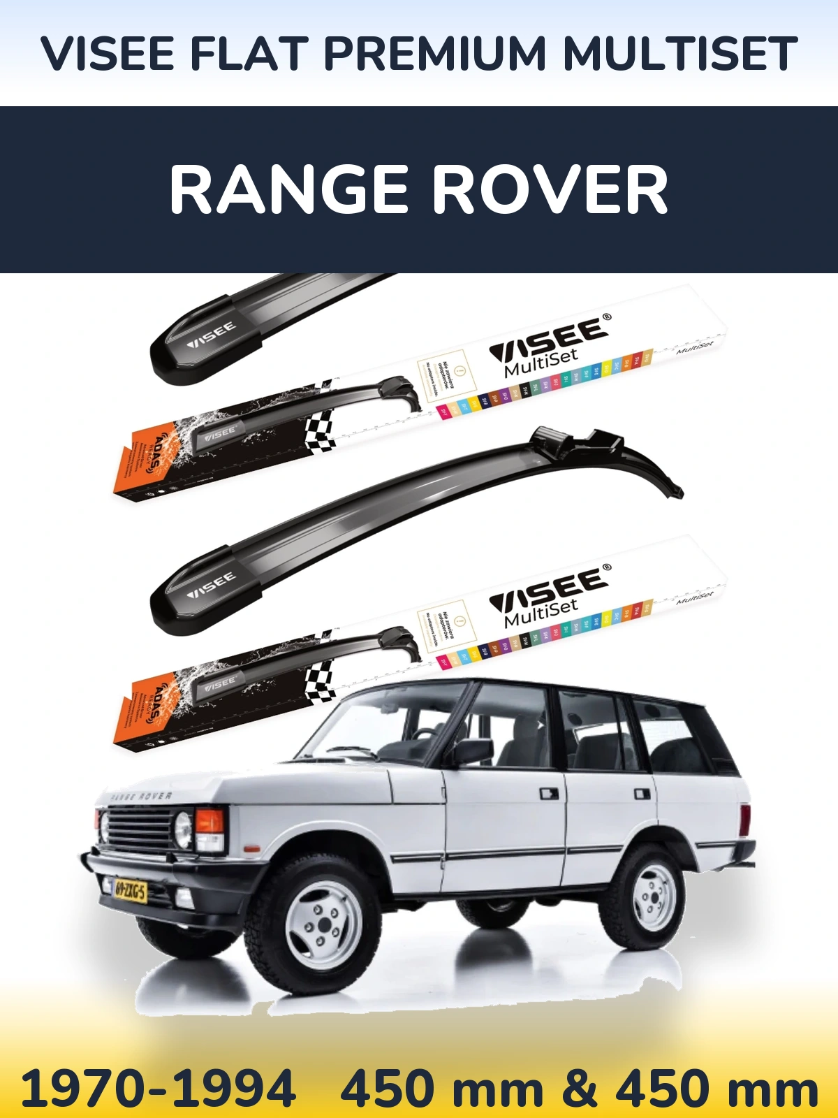 Front wiper blade set VISEE FLAT PREMIUM MultiSet 450 & 450 mm for Range Rover  1970-1994