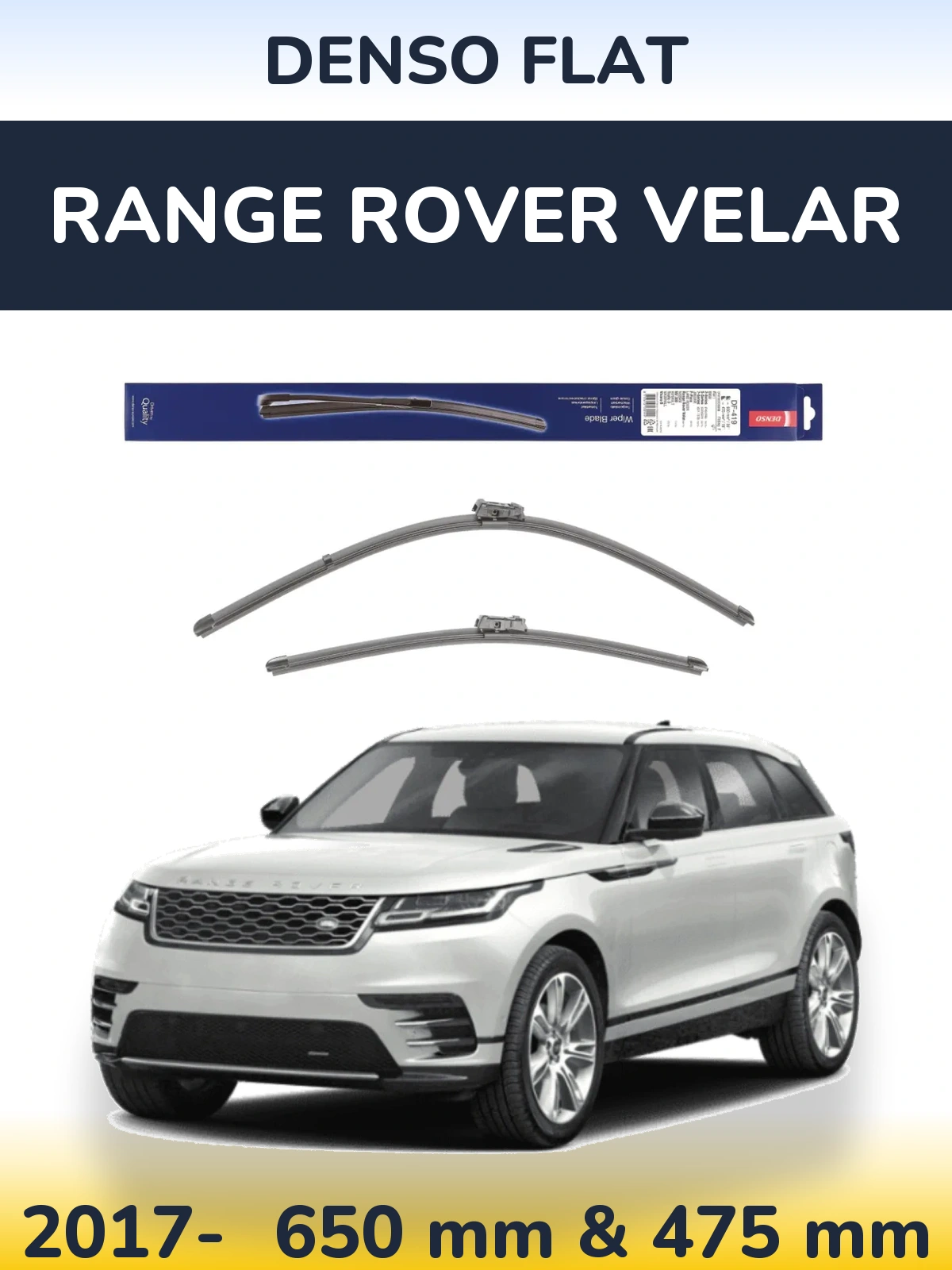 Front wiper blade set Denso Flat 650 & 475 mm for Range Rover Velar 2017-2026
