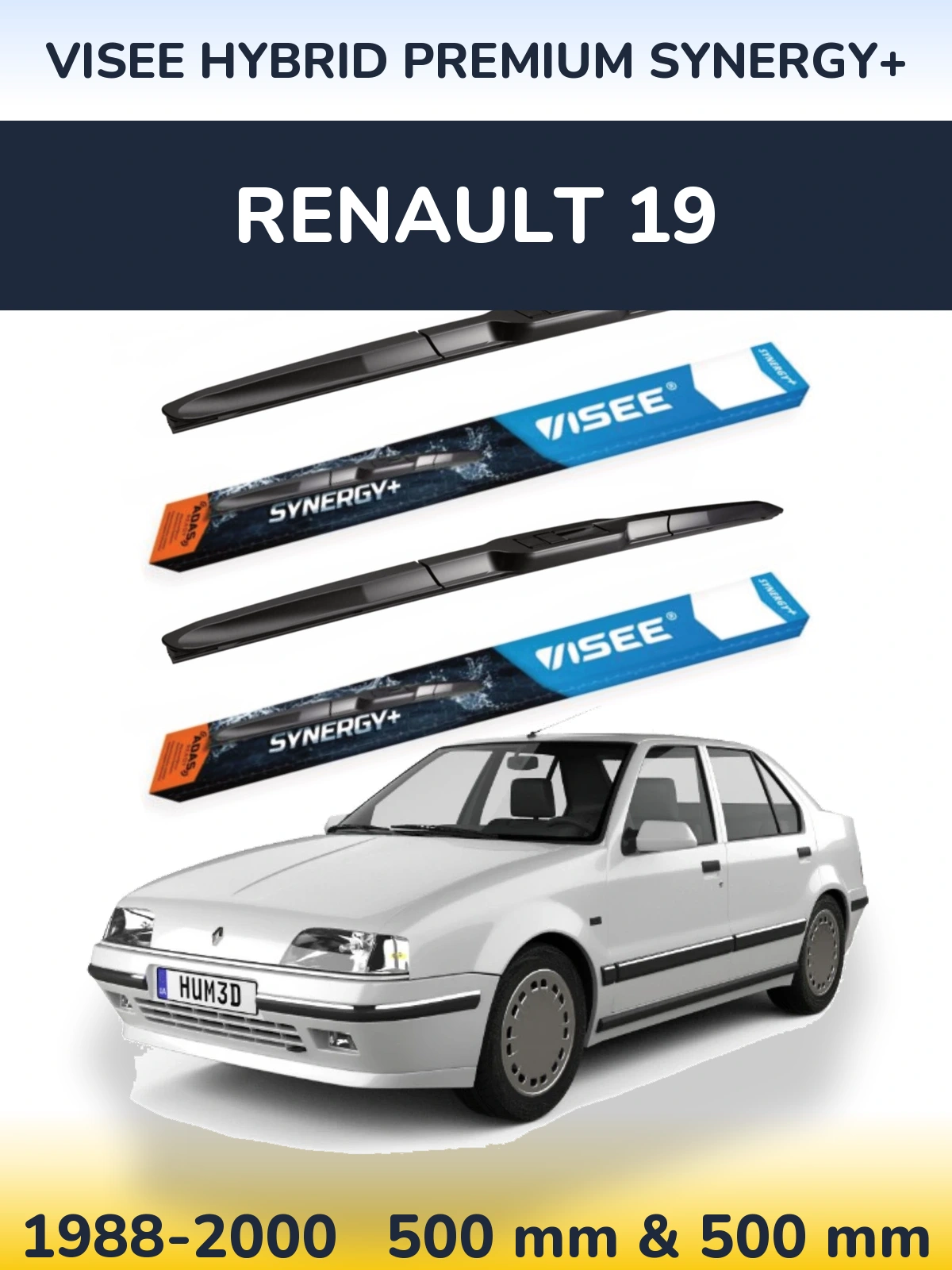 Комплект передних дворников VISEE HYBRID PREMIUM SYNERGY+ 500 & 500 мм для Renault 19 1988-2000