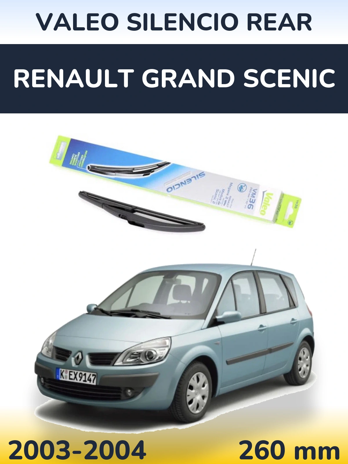 Rear wiper blade Valeo Silencio Rear 260 mm for Renault Grand Scenic 2003-2004
