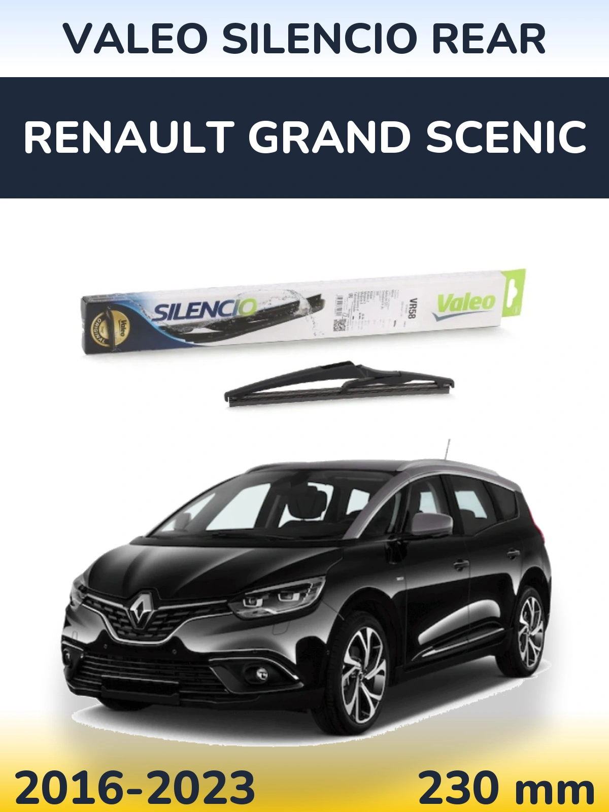 Rear wiper blade Valeo Silencio Rear 240 mm for Renault Grand Scenic 2016-2023