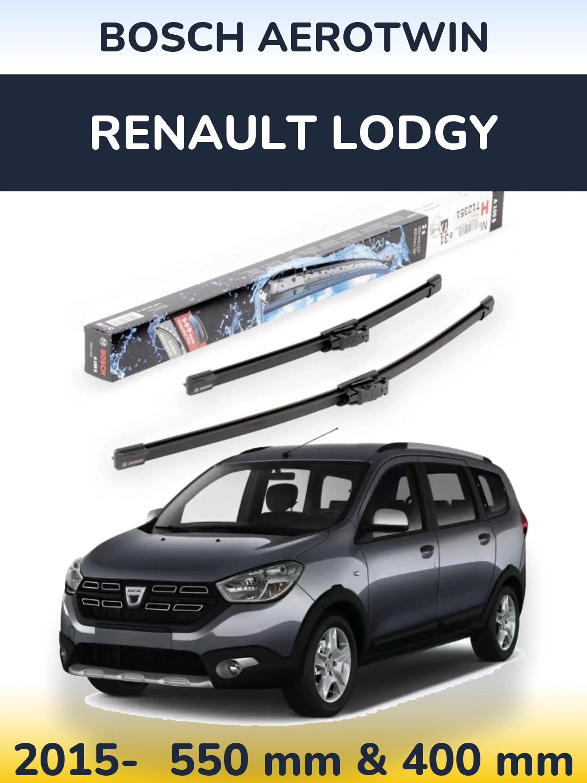 Front wiper blade set BOSCH AeroTwin 550 & 400 mm for Renault Lodgy 2015-2026