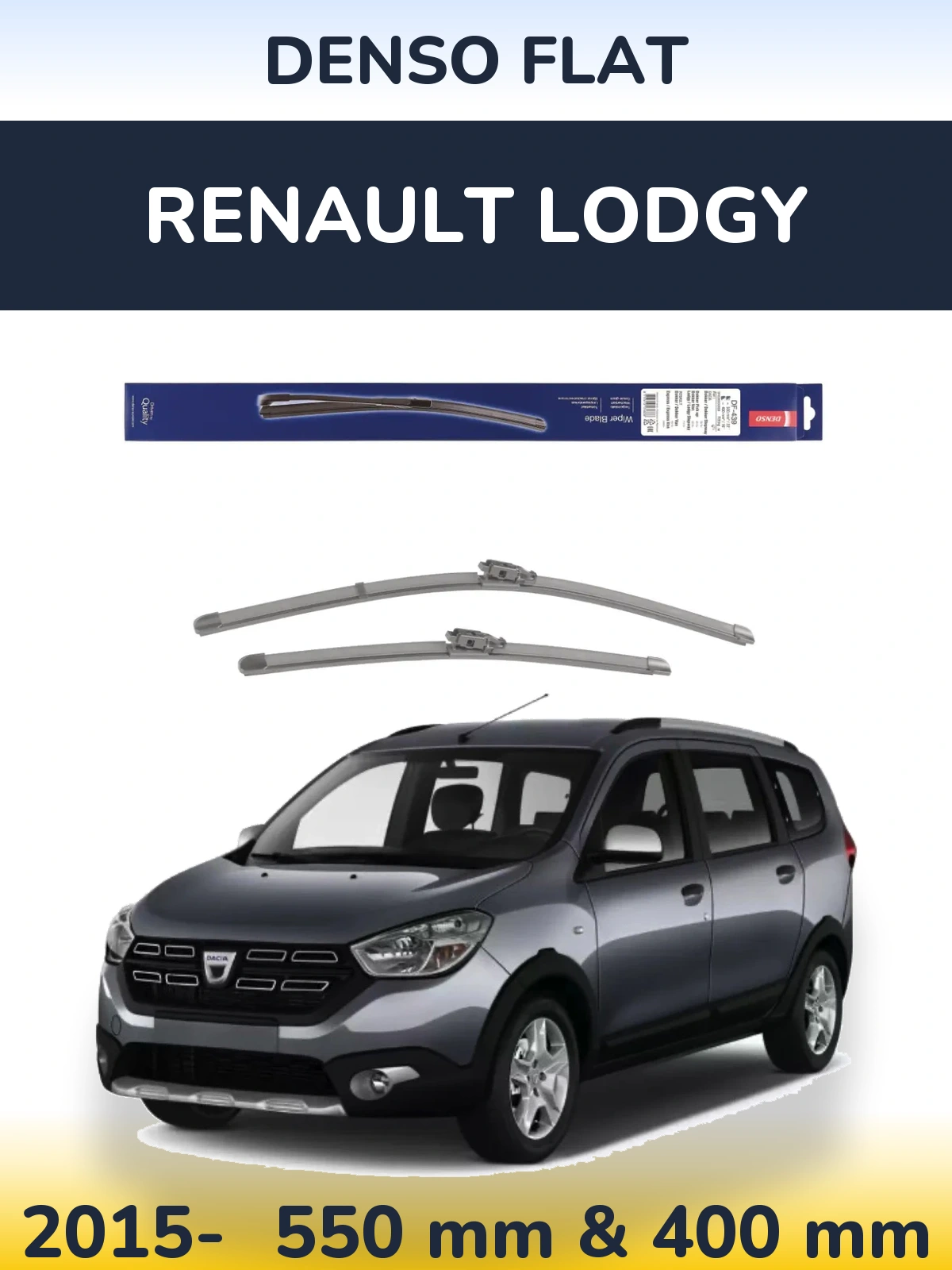 Комплект передніх щіток Denso Flat 550 & 400 мм для Renault Lodgy 2015-2026
