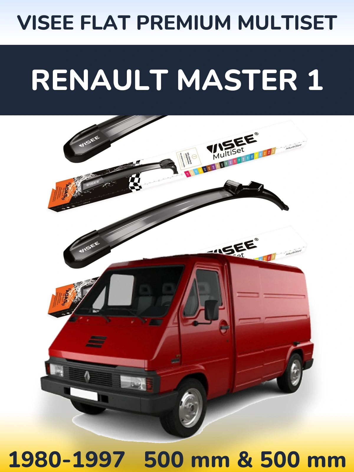 Front wiper blade set VISEE FLAT PREMIUM MultiSet 500 & 500 mm for Renault Master 1 1980-1997