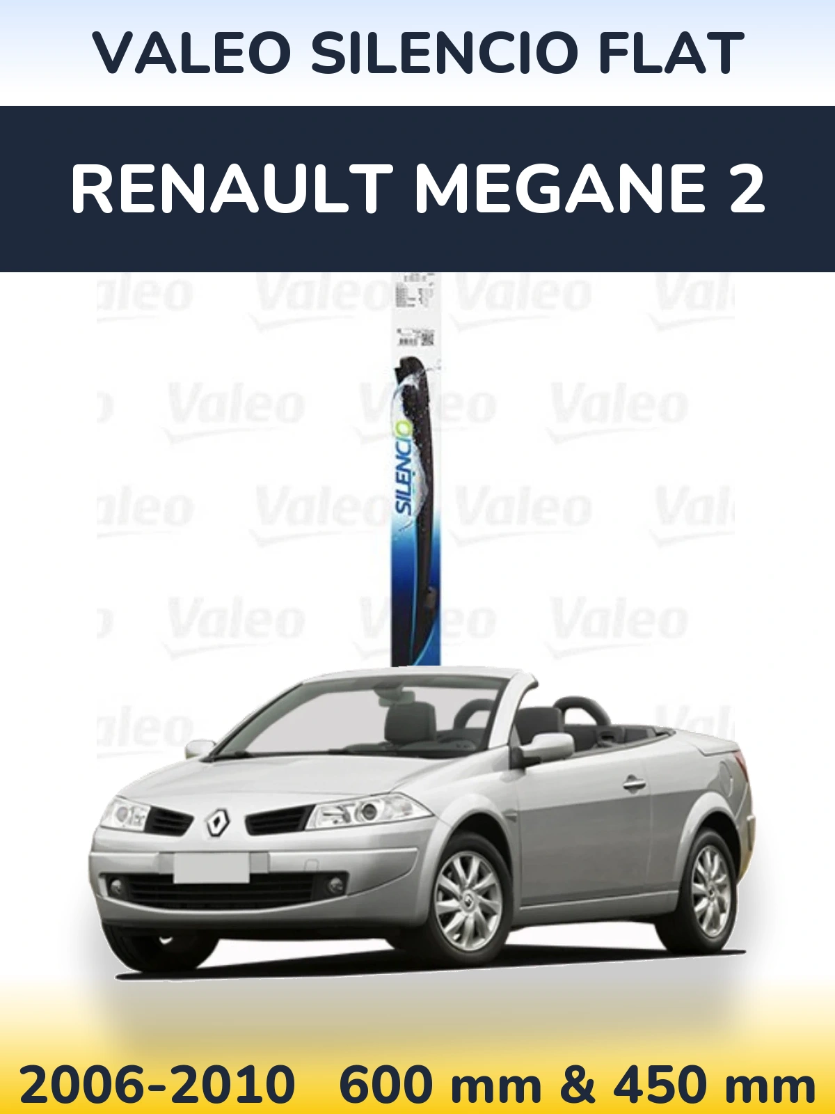 Комплект передних дворников Valeo Silencio Flat 600 & 450 мм для Renault Megane 2 2006-2010