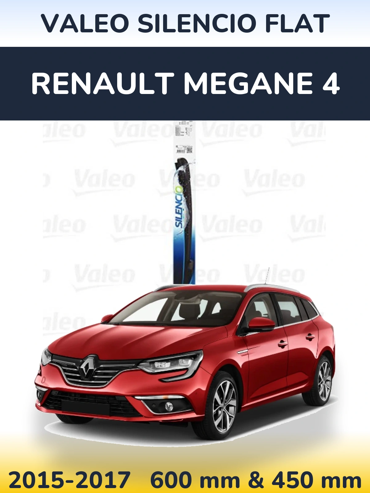 Комплект передніх щіток Valeo Silencio Flat 600 & 450 мм для Renault Megane 4 2015-2017