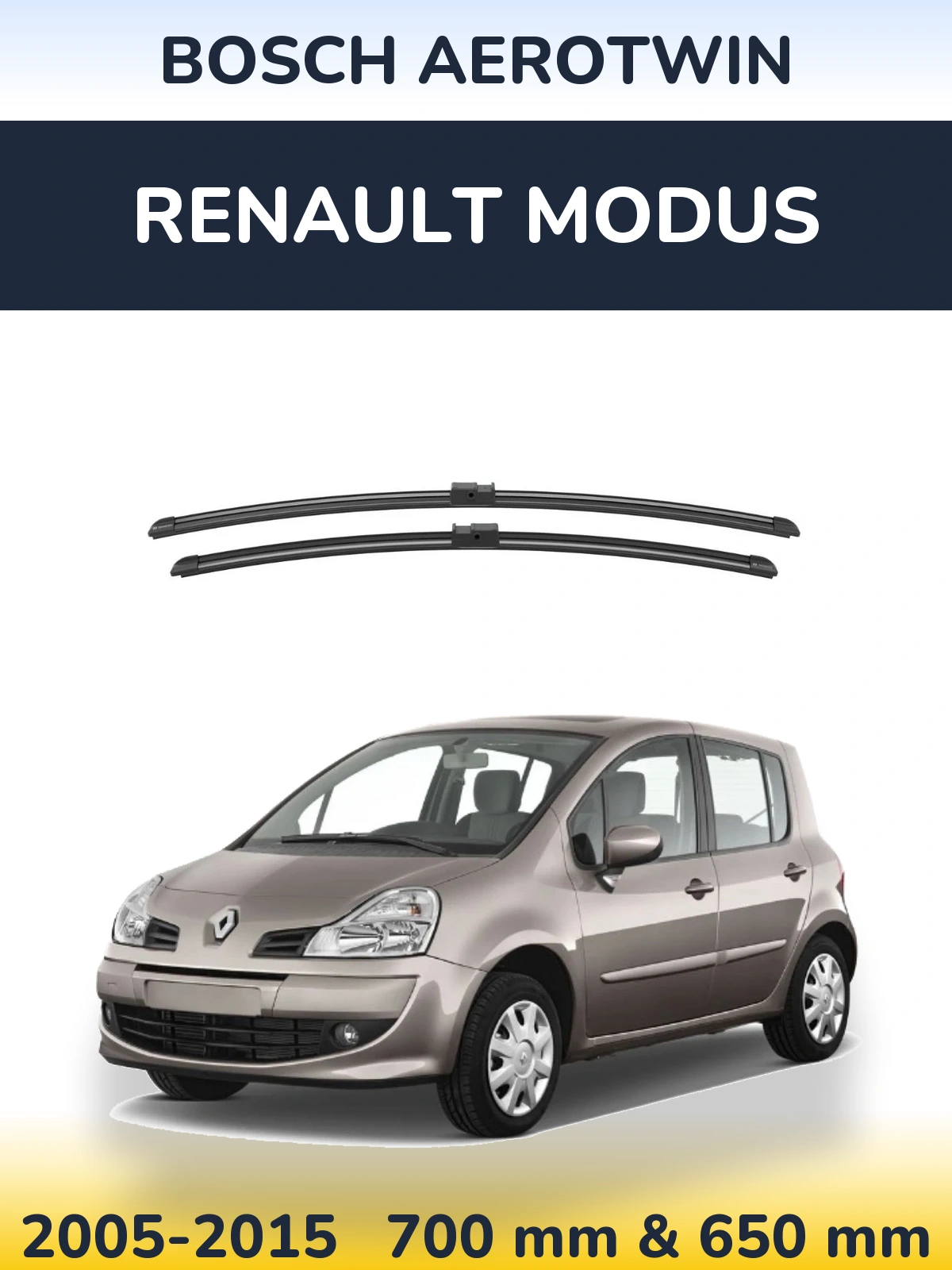 Front wiper blade set BOSCH AeroTwin 700 & 625 mm for Renault Modus 2005-2015