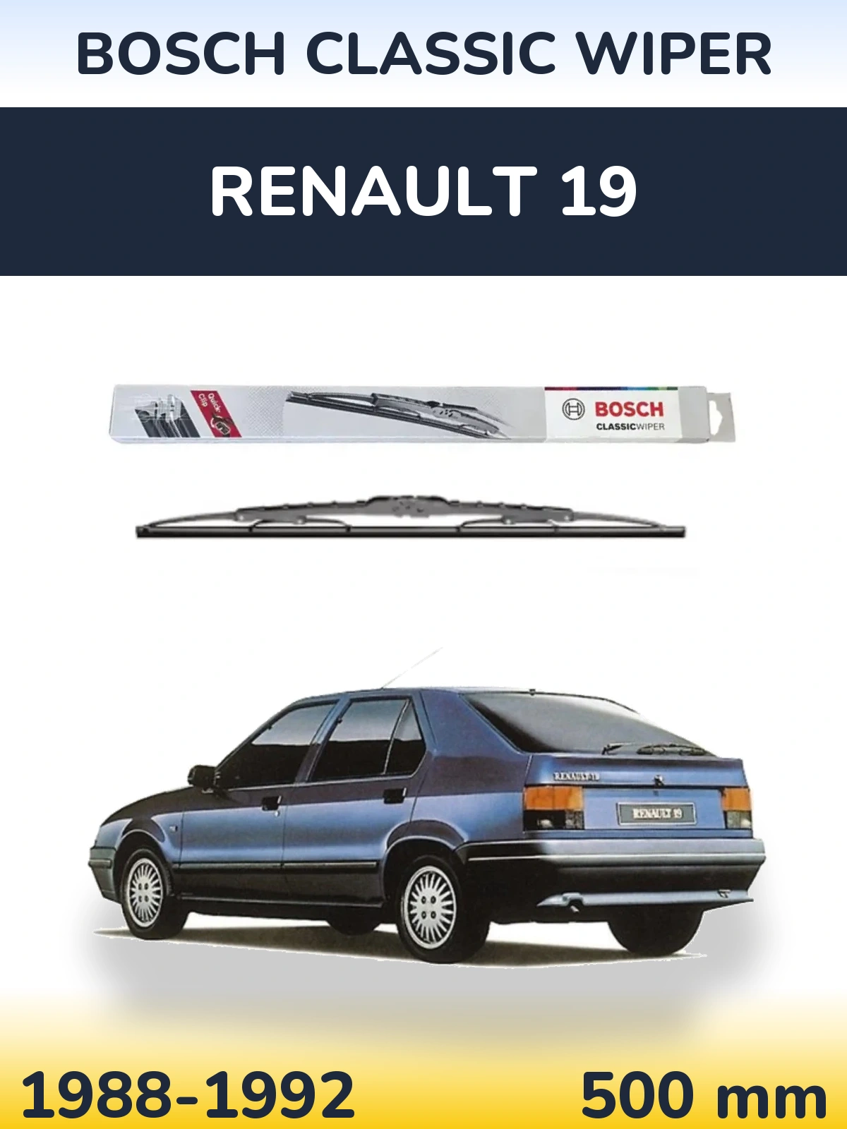 Задний дворник BOSCH Classic Wiper 500 мм для Renault 19 1988-1992