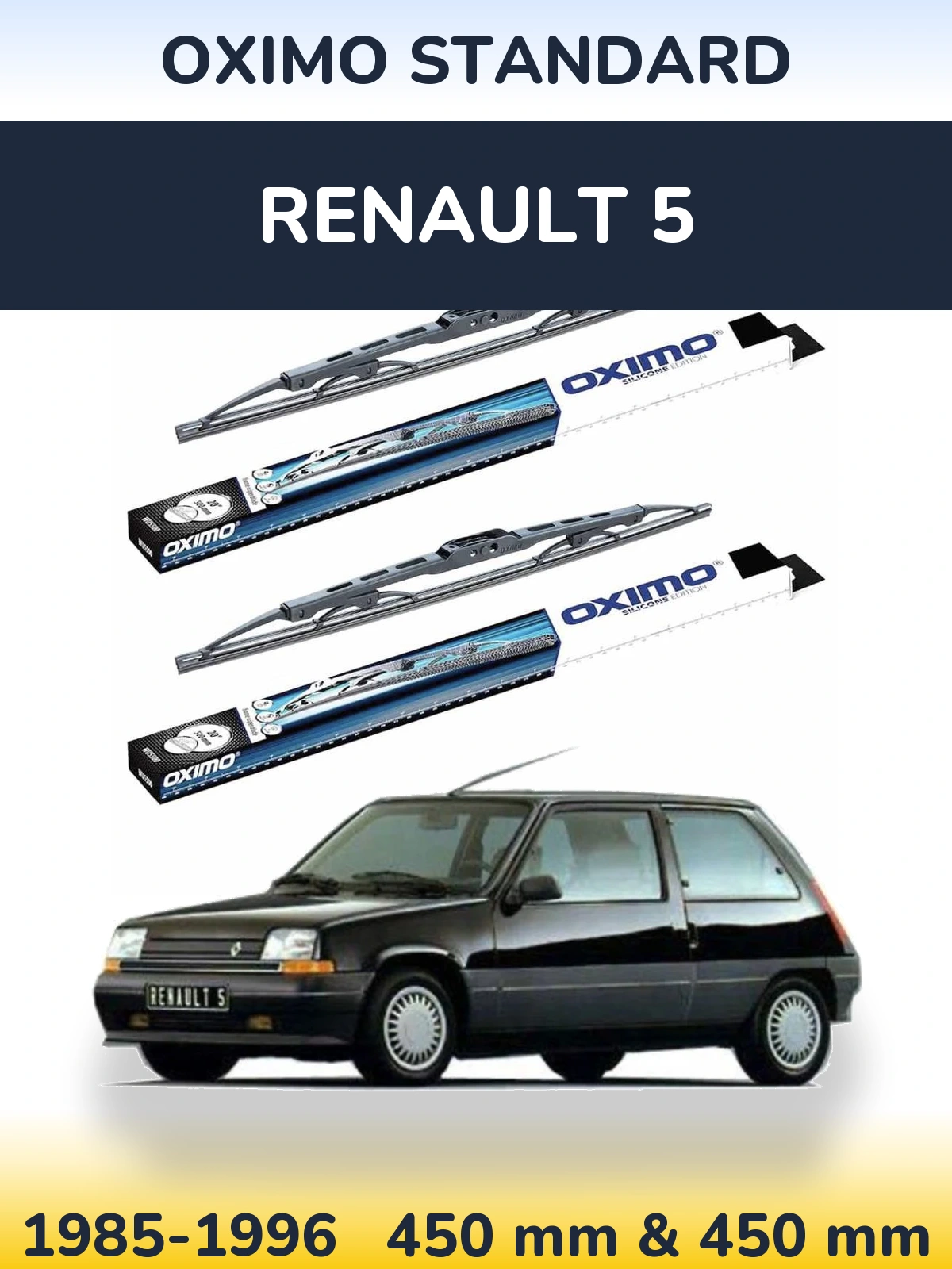 Комплект передніх щіток Oximo Standard 450 & 450 мм для Renault 5 1985-1996