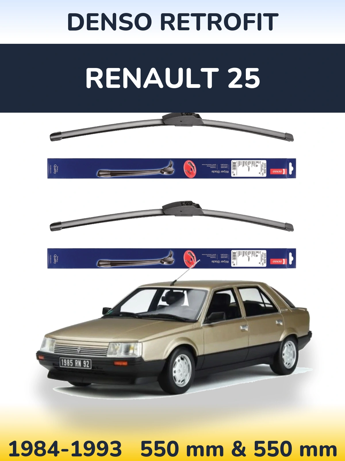 Комплект передніх щіток Denso Retrofit 550 & 550 мм для Renault 25 1984-1993