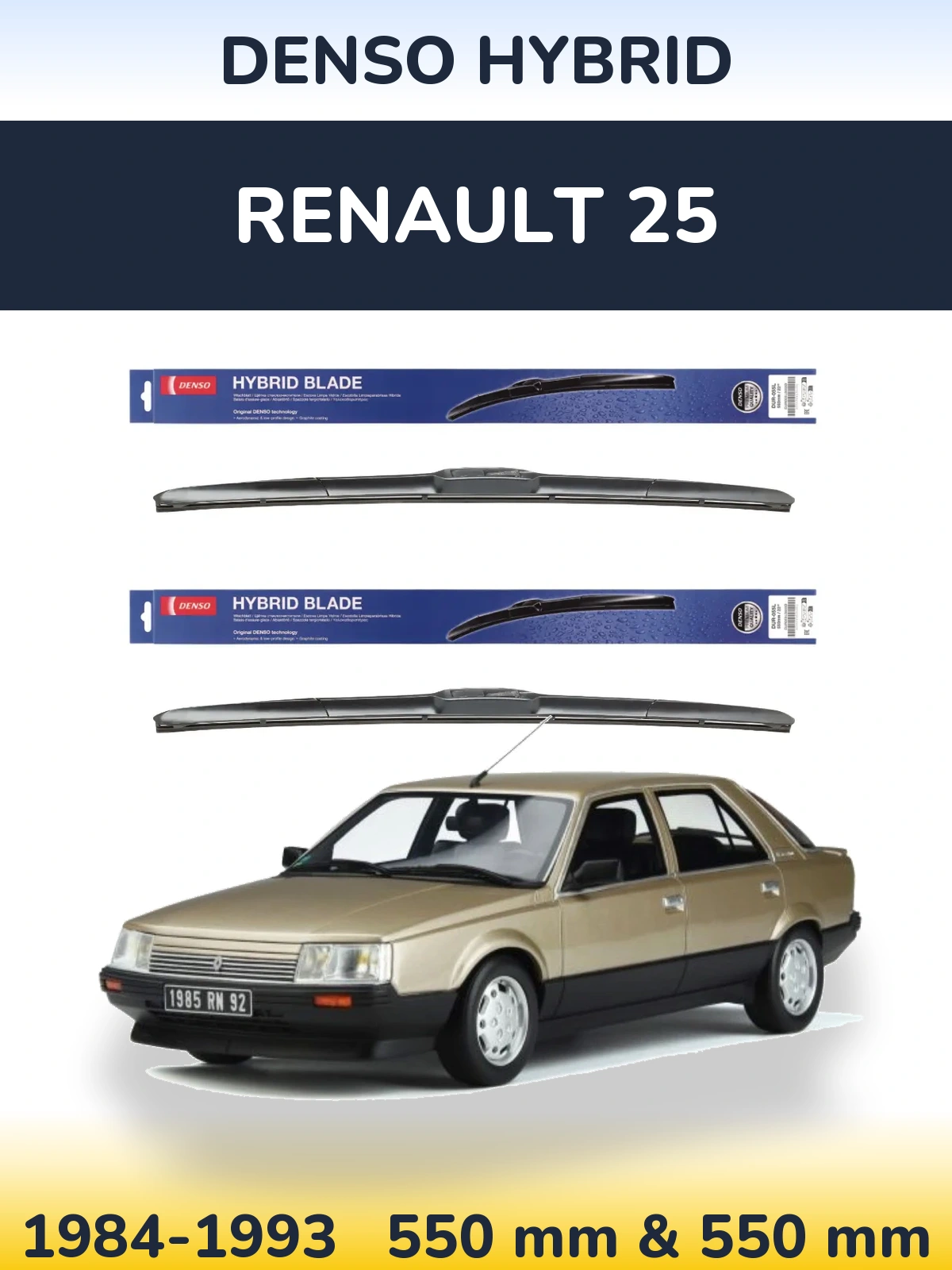 Комплект передніх щіток Denso Hybrid 550 & 550 мм для Renault 25 1984-1993