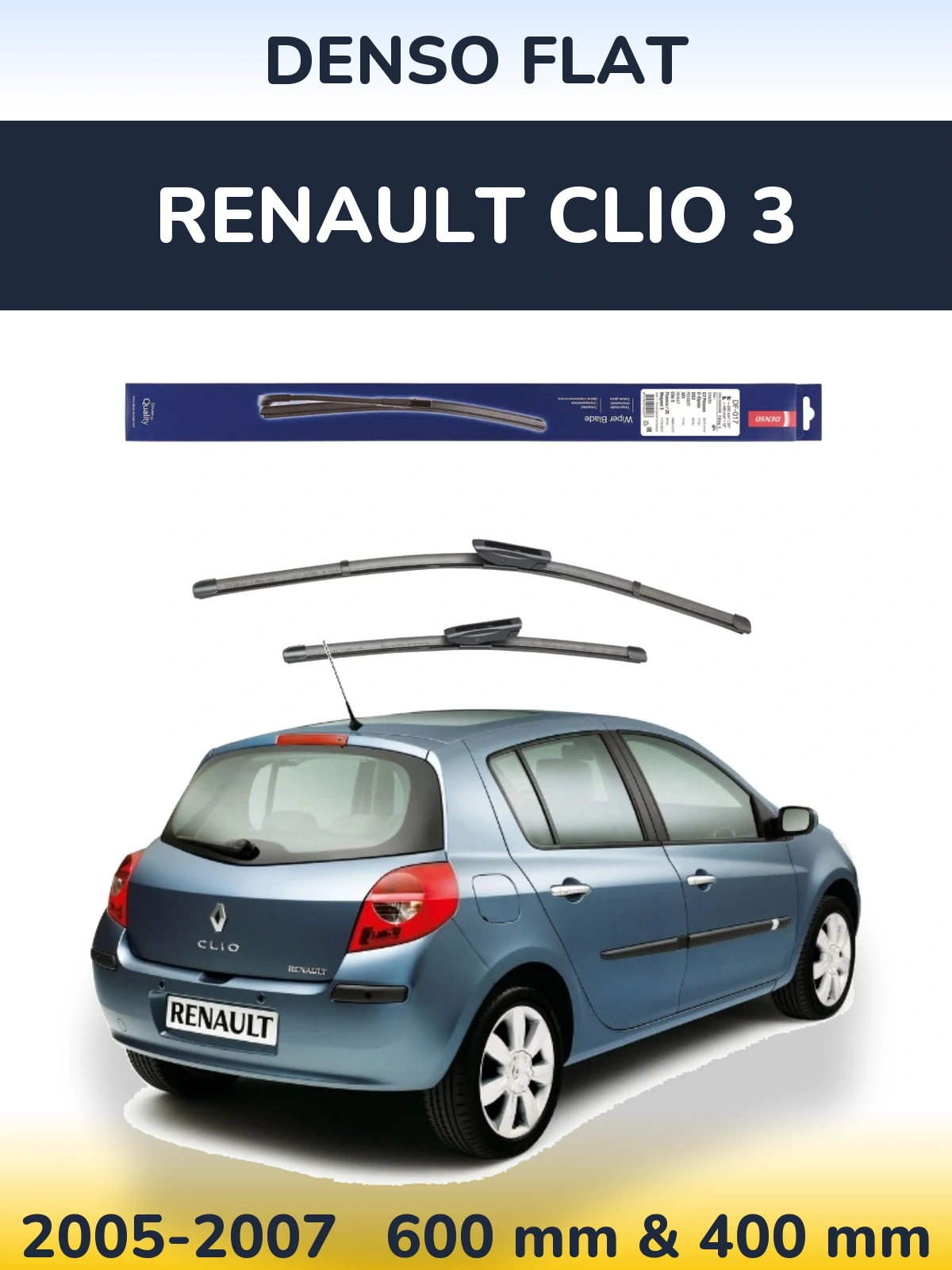 Комплект передних дворников Denso Flat 600 & 400 мм для Renault Clio 3 2005-2007