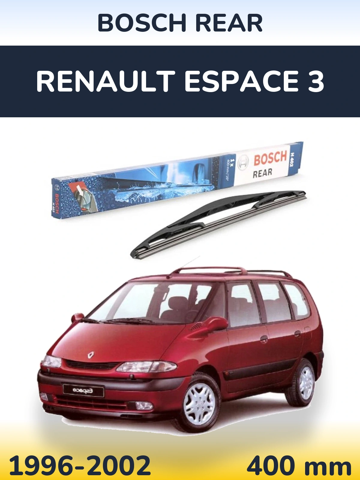 Rear wiper blade BOSCH Rear 400 mm for Renault Espace 3 1996-2002