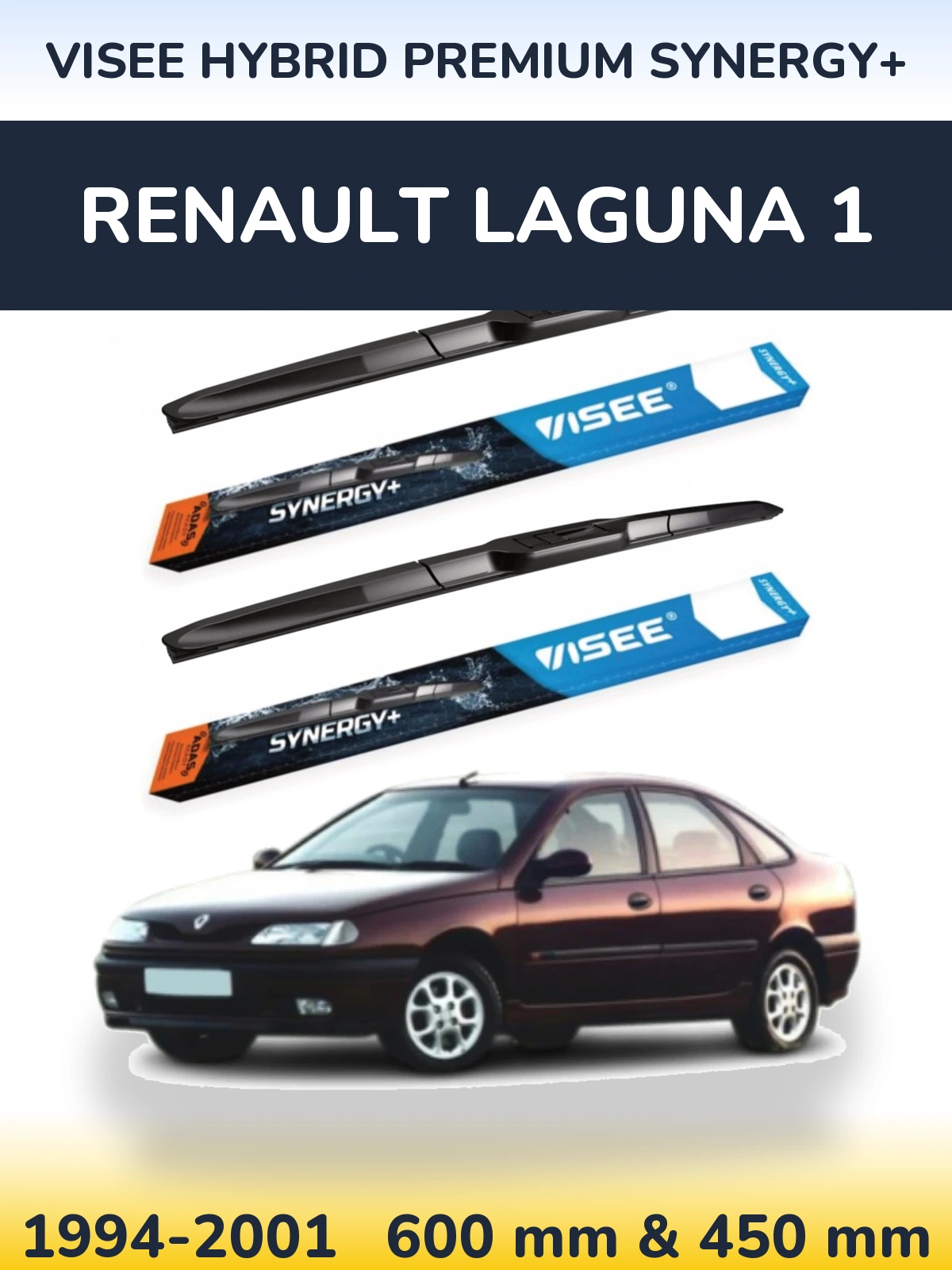 Комплект передних дворников VISEE HYBRID PREMIUM SYNERGY+ 600 & 450 мм для Renault Laguna 1 1994-2001