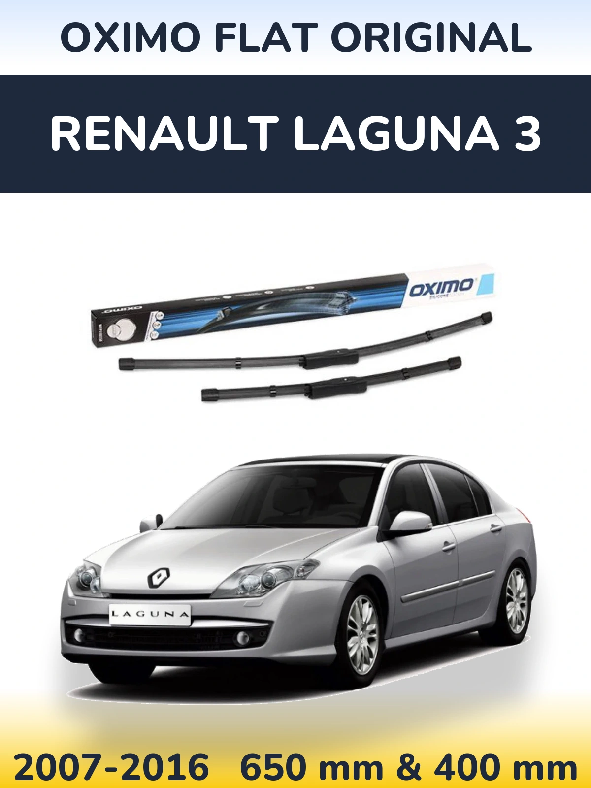 Комплект передних дворников Oximo Flat Original 650 & 400 мм для Renault Laguna 3 2007-2016