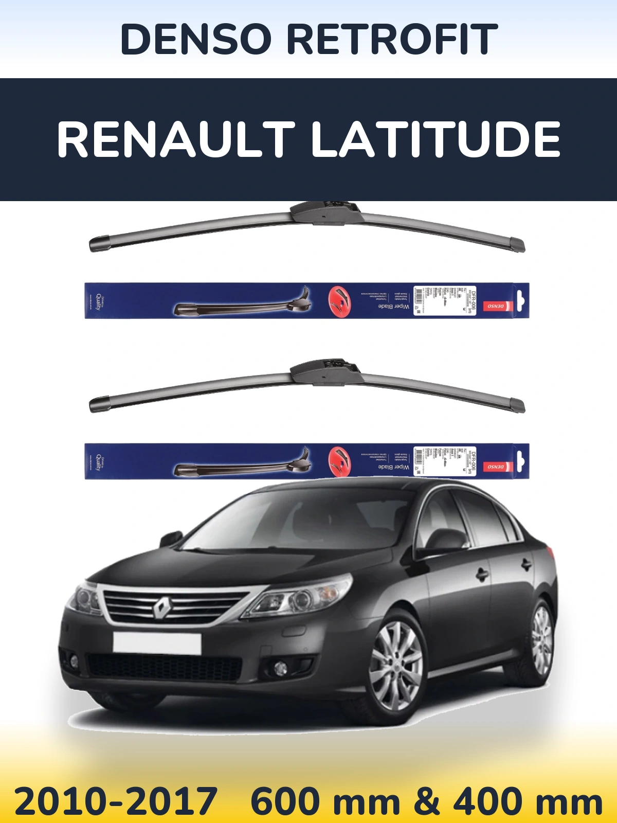 Комплект передних дворников Denso Retrofit 600 & 400 мм для Renault Latitude 2010-2017