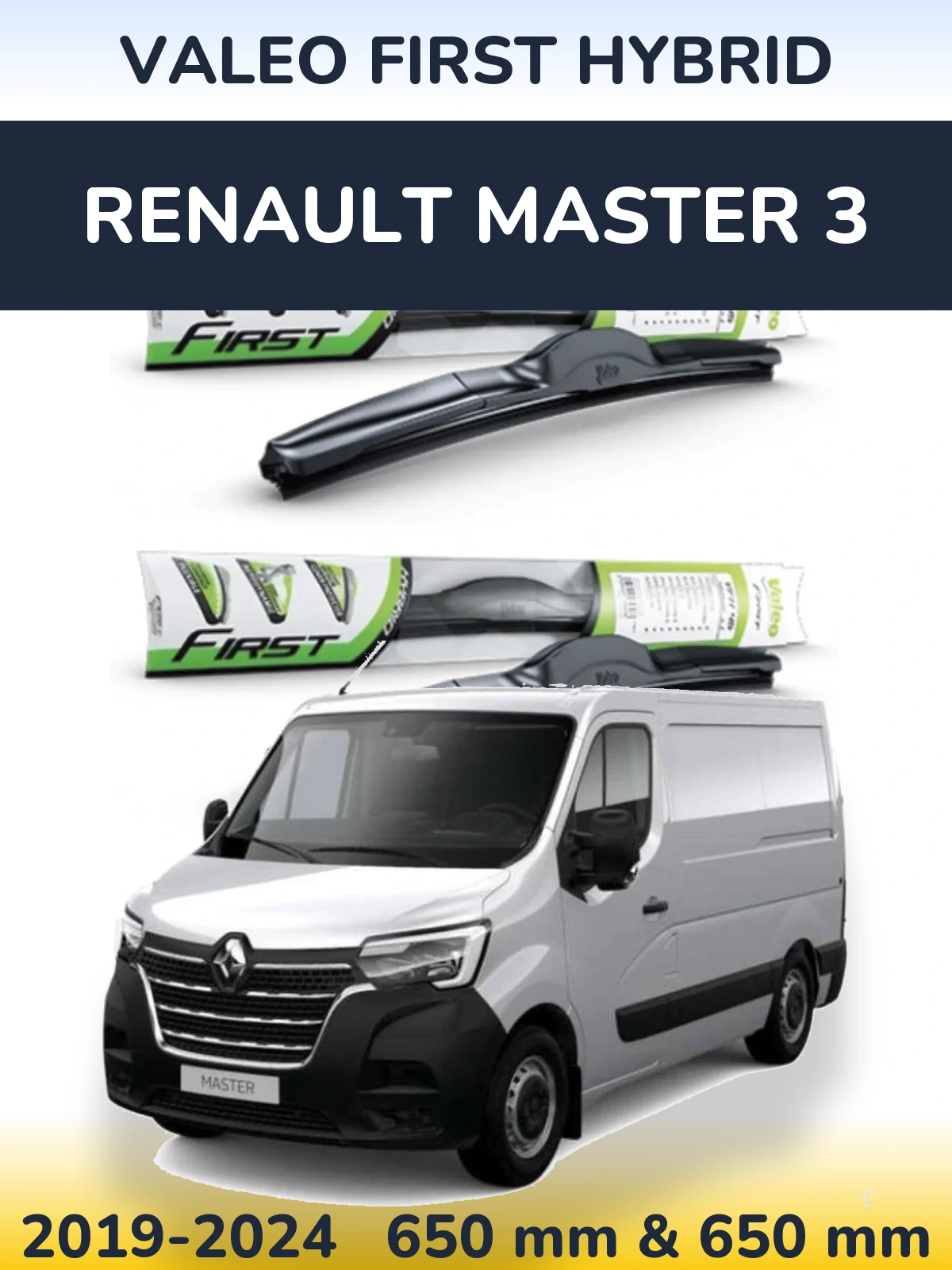 Front wiper blade set Valeo First Hybrid 650 & 650 mm for Renault Master 3 2019-2024