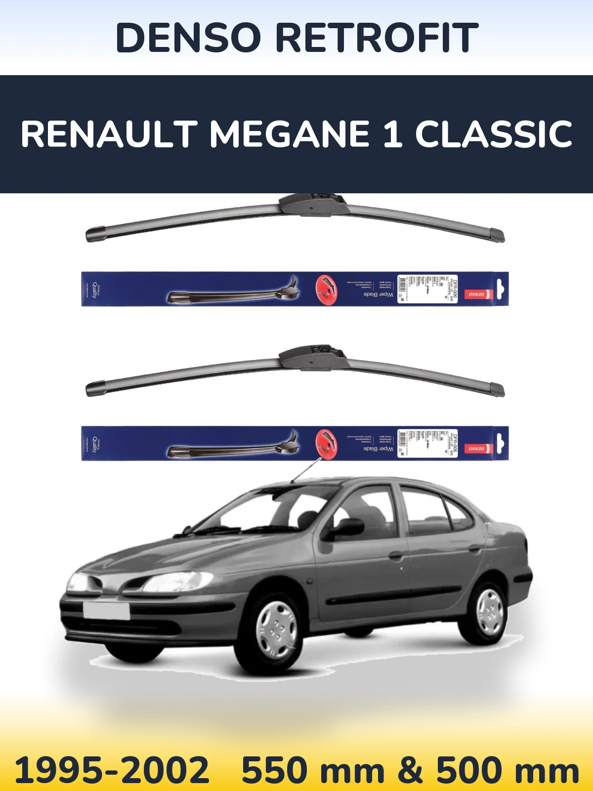 Комплект передних дворников Denso Retrofit 550 & 500 мм для Renault Megane 1 Classic 1995-2002