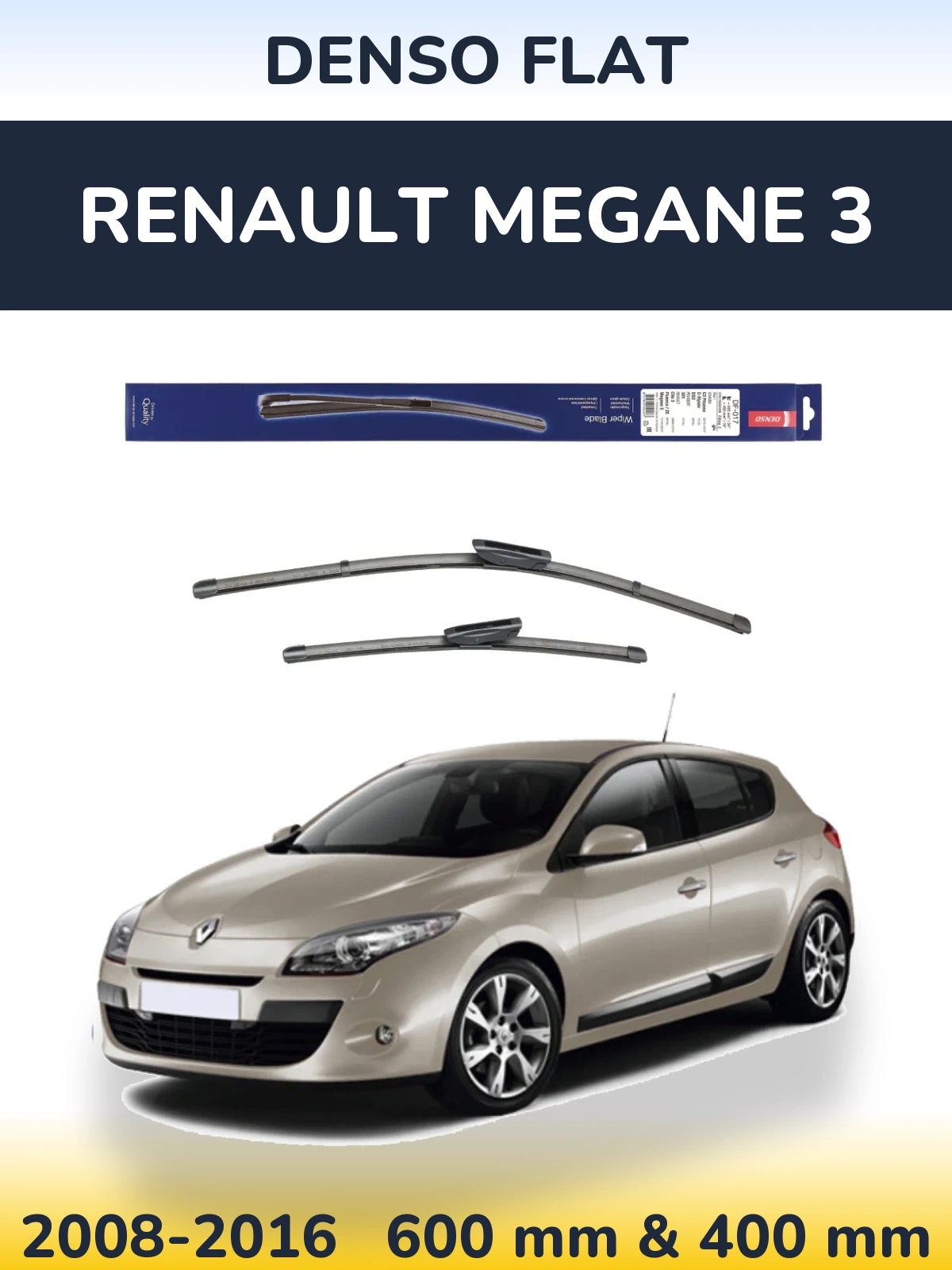 Комплект передних дворников Denso Flat 600 & 400 мм для Renault Megane 3 2008-2016