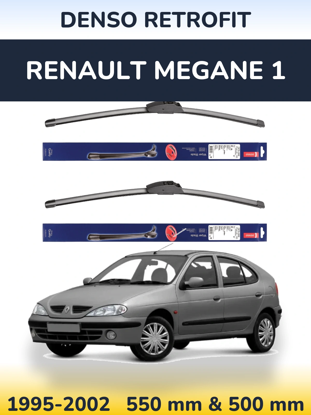 Комплект передних дворников Denso Retrofit 550 & 500 мм для Renault Megane 1 1995-2002