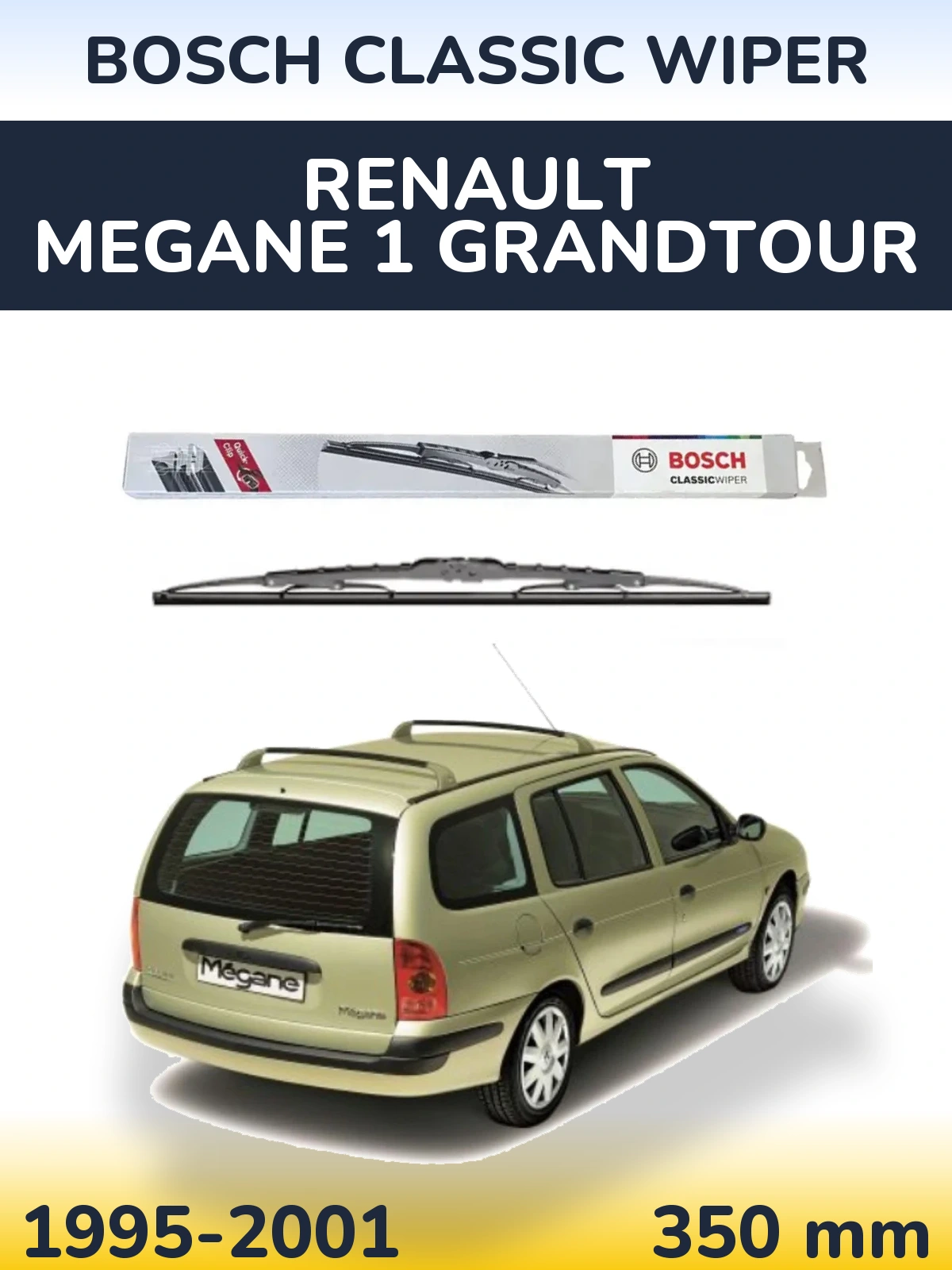 Rear wiper blade BOSCH Classic Wiper 340 mm for Renault Megane 1 Grandtour 1995-2001