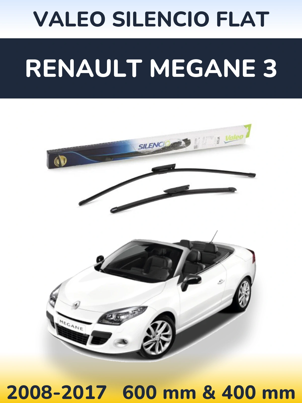 Комплект передних дворников Valeo Silencio Flat 600 & 400 мм для Renault Megane 3 2008-2017