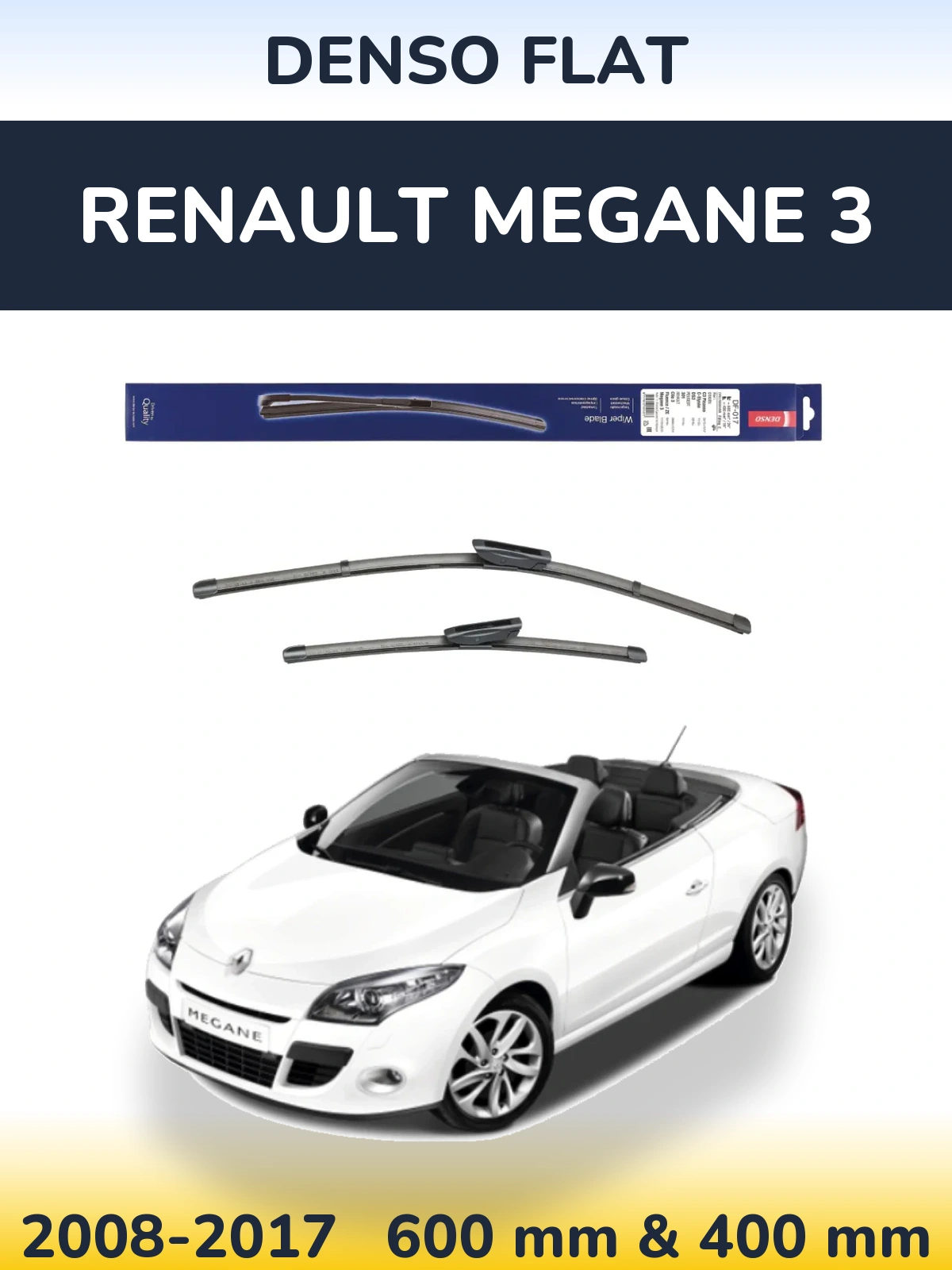 Комплект передних дворников Denso Flat 600 & 400 мм для Renault Megane 3 2008-2017