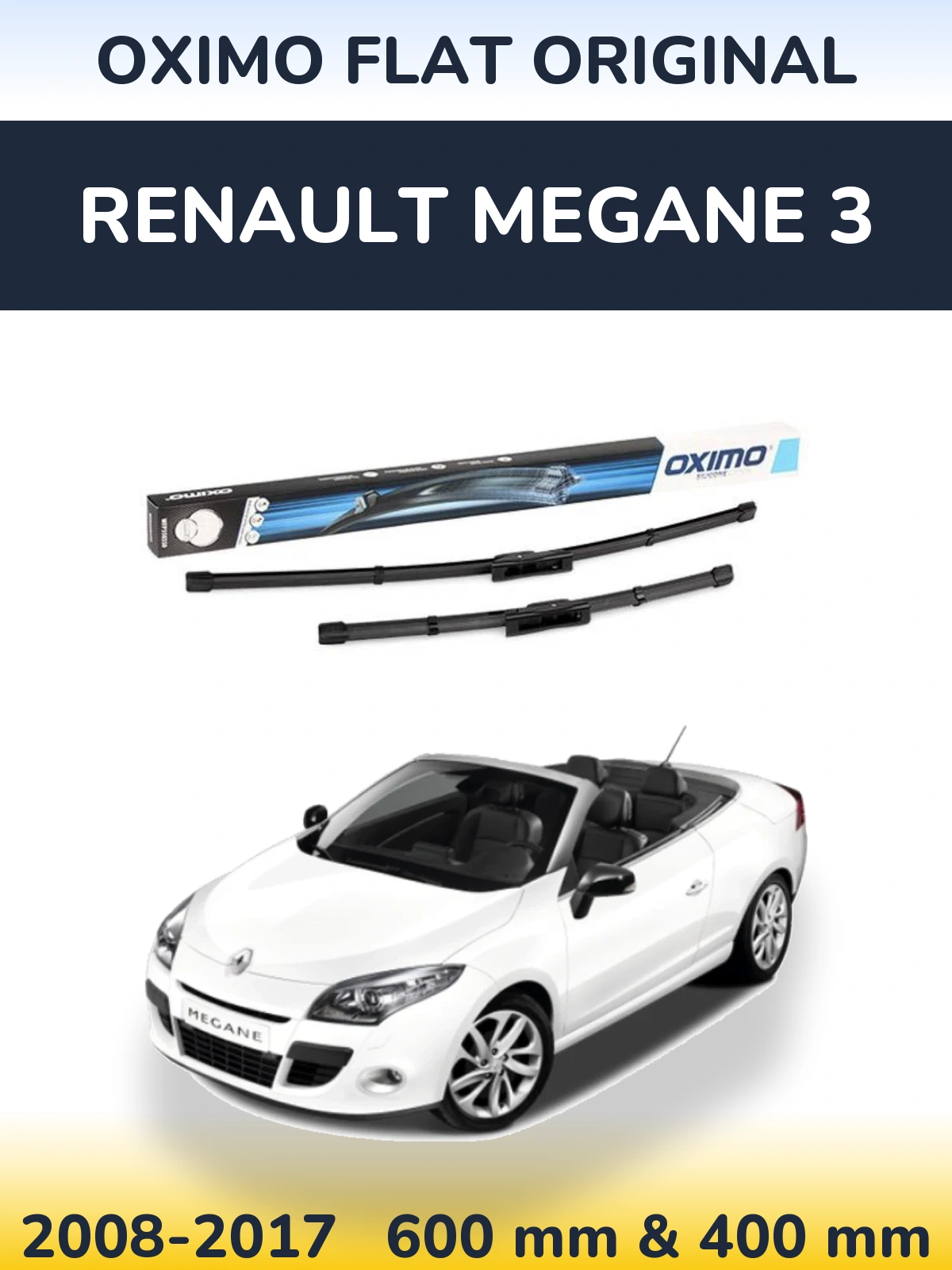 Комплект передних дворников Oximo Flat Original 600 & 400 мм для Renault Megane 3 2008-2017