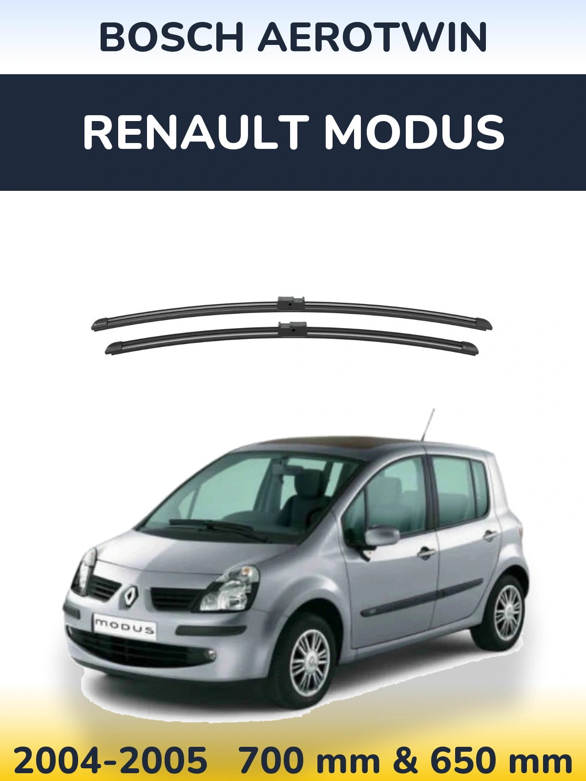 Front wiper blade set BOSCH AeroTwin 700 & 625 mm for Renault Modus 2004-2005
