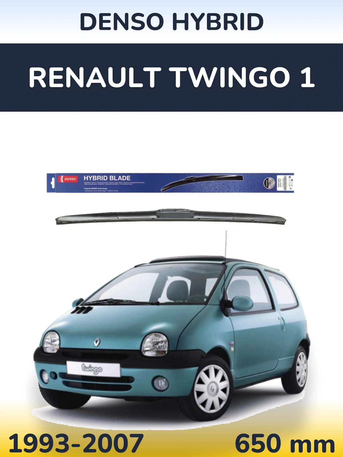 Front wiper blade Denso Hybrid 650 mm for Renault Twingo 1 1993-2007