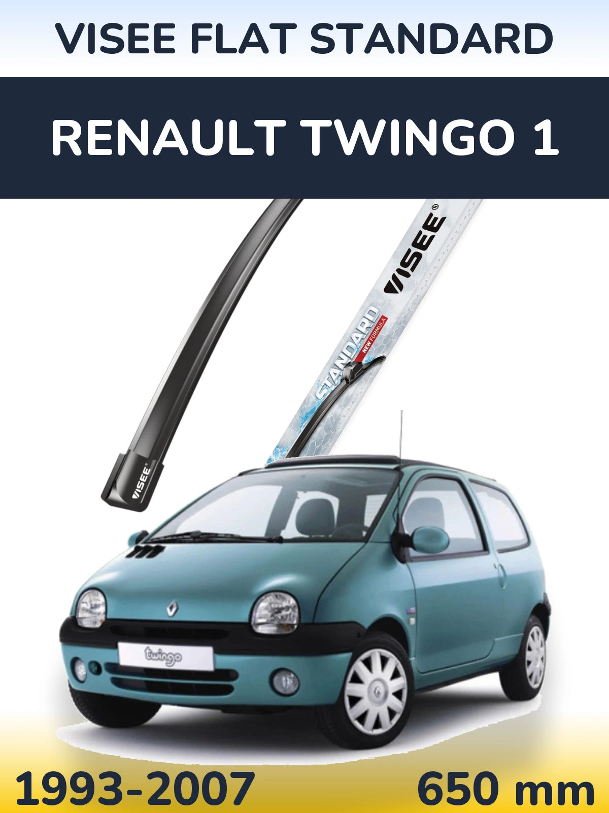 Front wiper blade VISEE FLAT STANDARD 650 mm for Renault Twingo 1 1993-2007