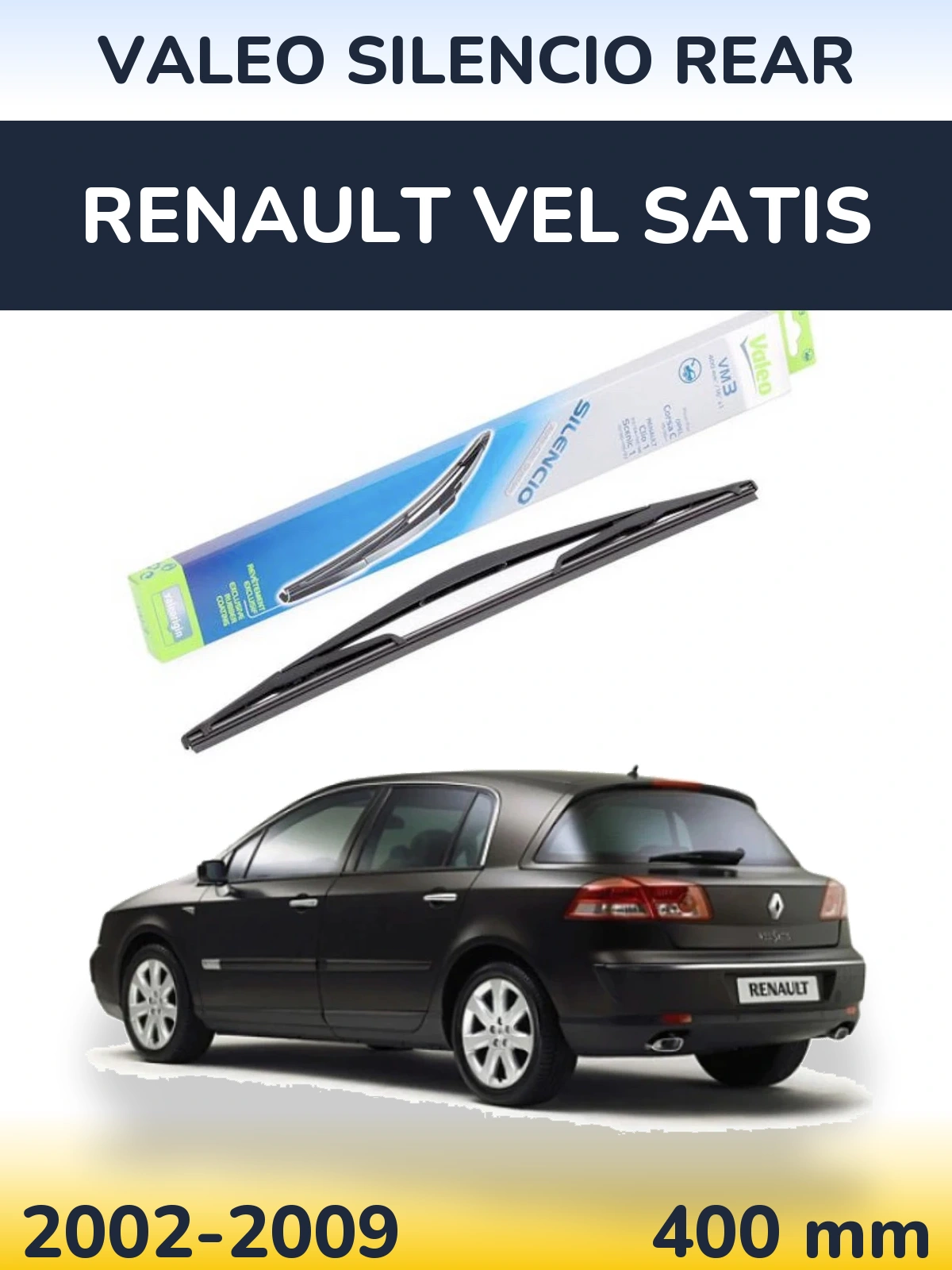 Rear wiper blade Valeo Silencio Rear 400 mm for Renault Vel Satis 2002-2009